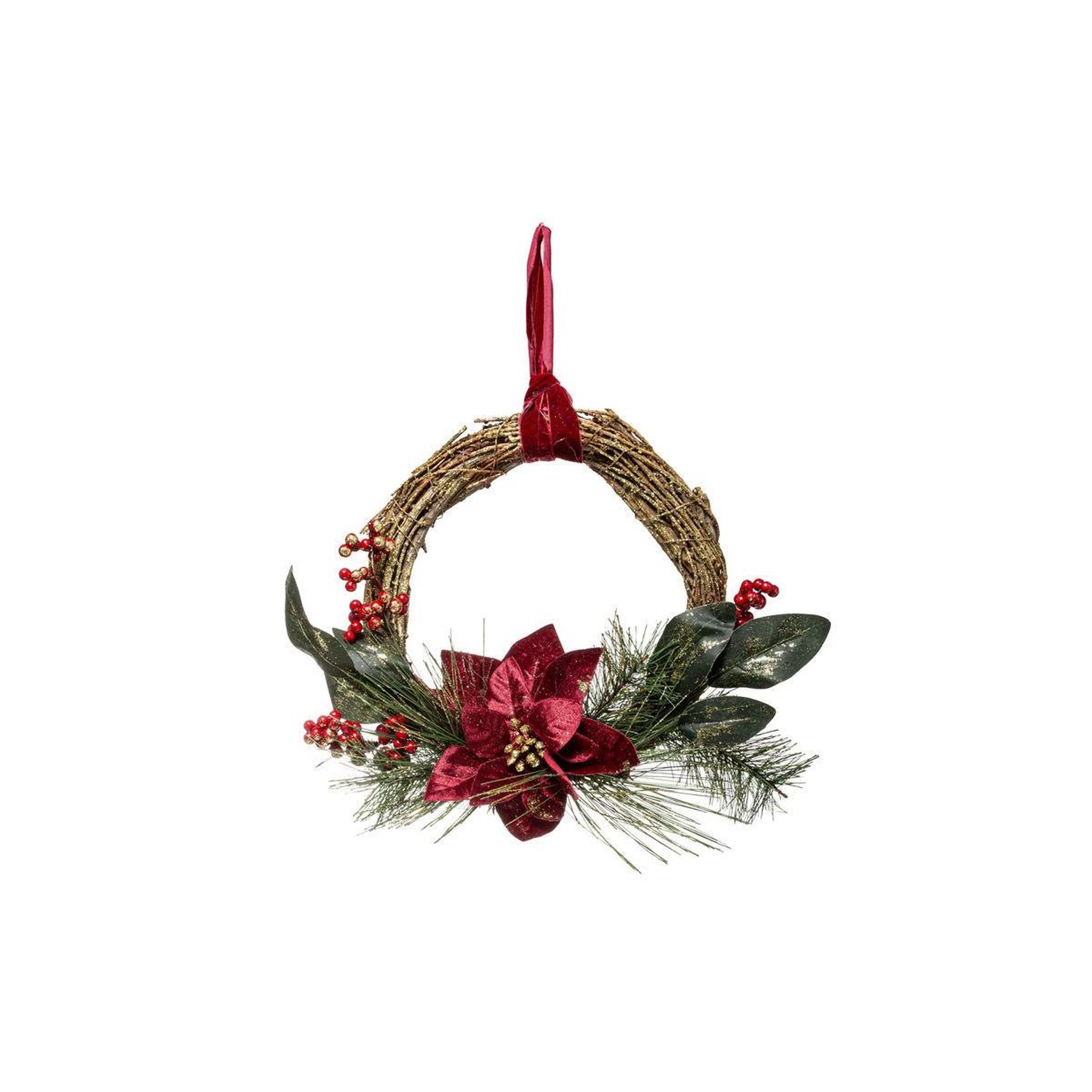 FEERIC LIGHT & CHRISTMAS Couronne de noël poinsettia  soir  38cm naturel