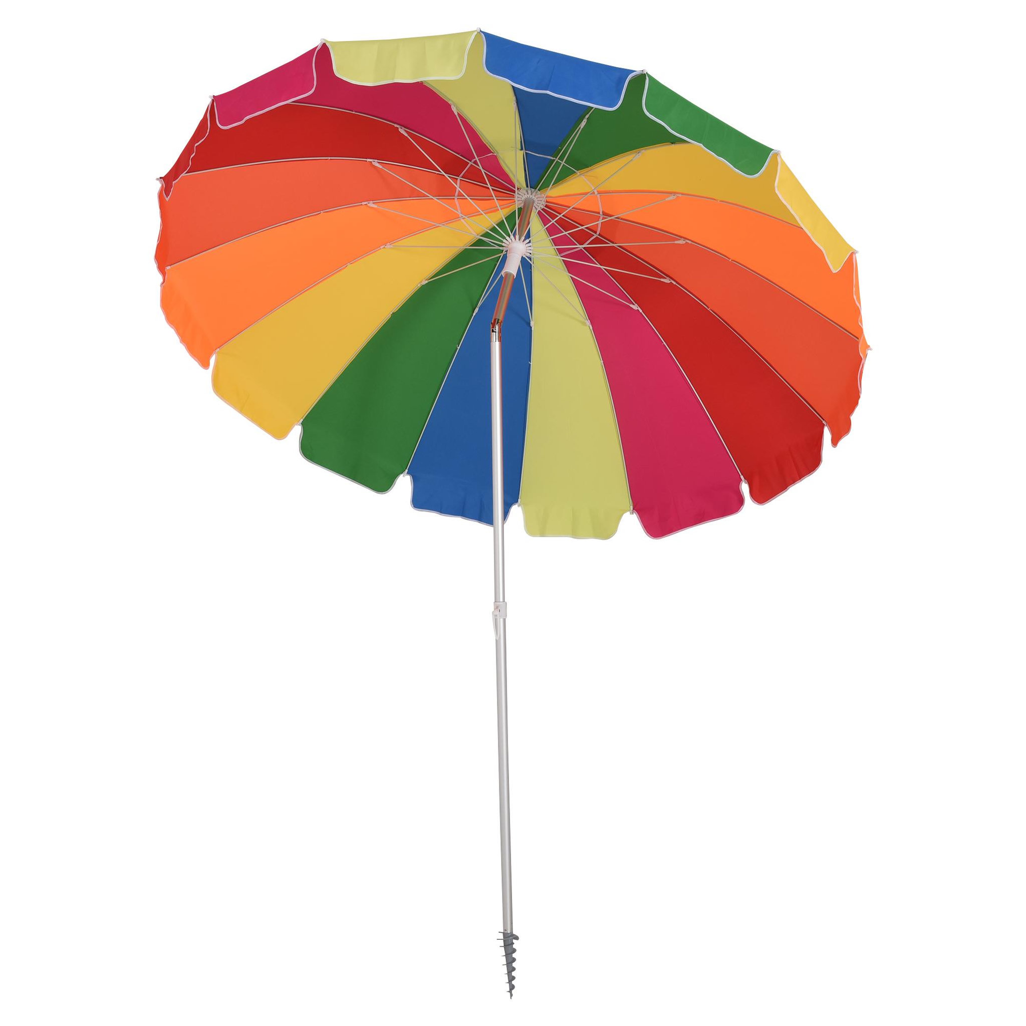 Voir la diapositive 1 : OUTSUNNY Parasol inclinable rond Ø 220 cm tissu polyester haute densité anti-UV mât démontable alu sac de transport inclu multicolore