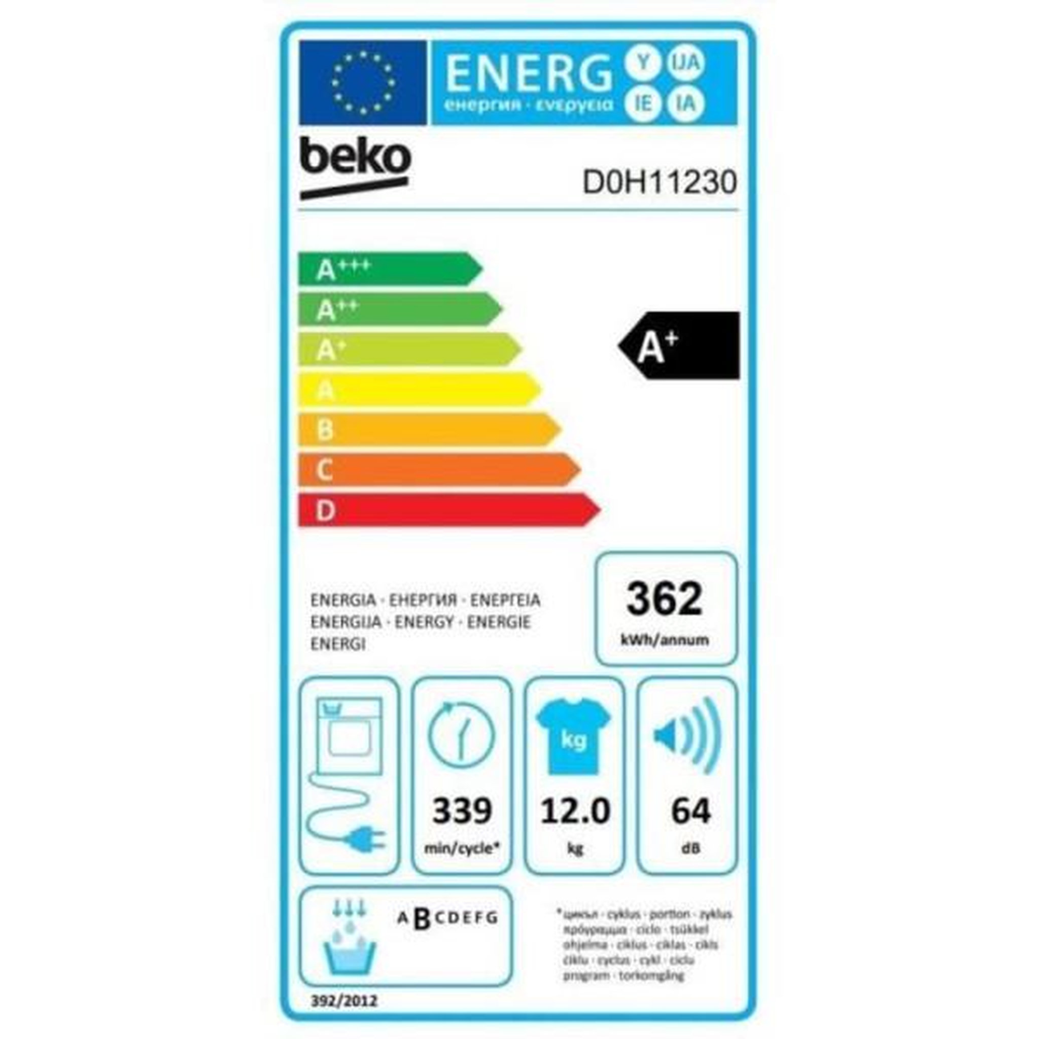 Voir la diapositive 4 : Beko Sèche-linge pompe à chaleur 60cm 12kg blanc - D0H11230