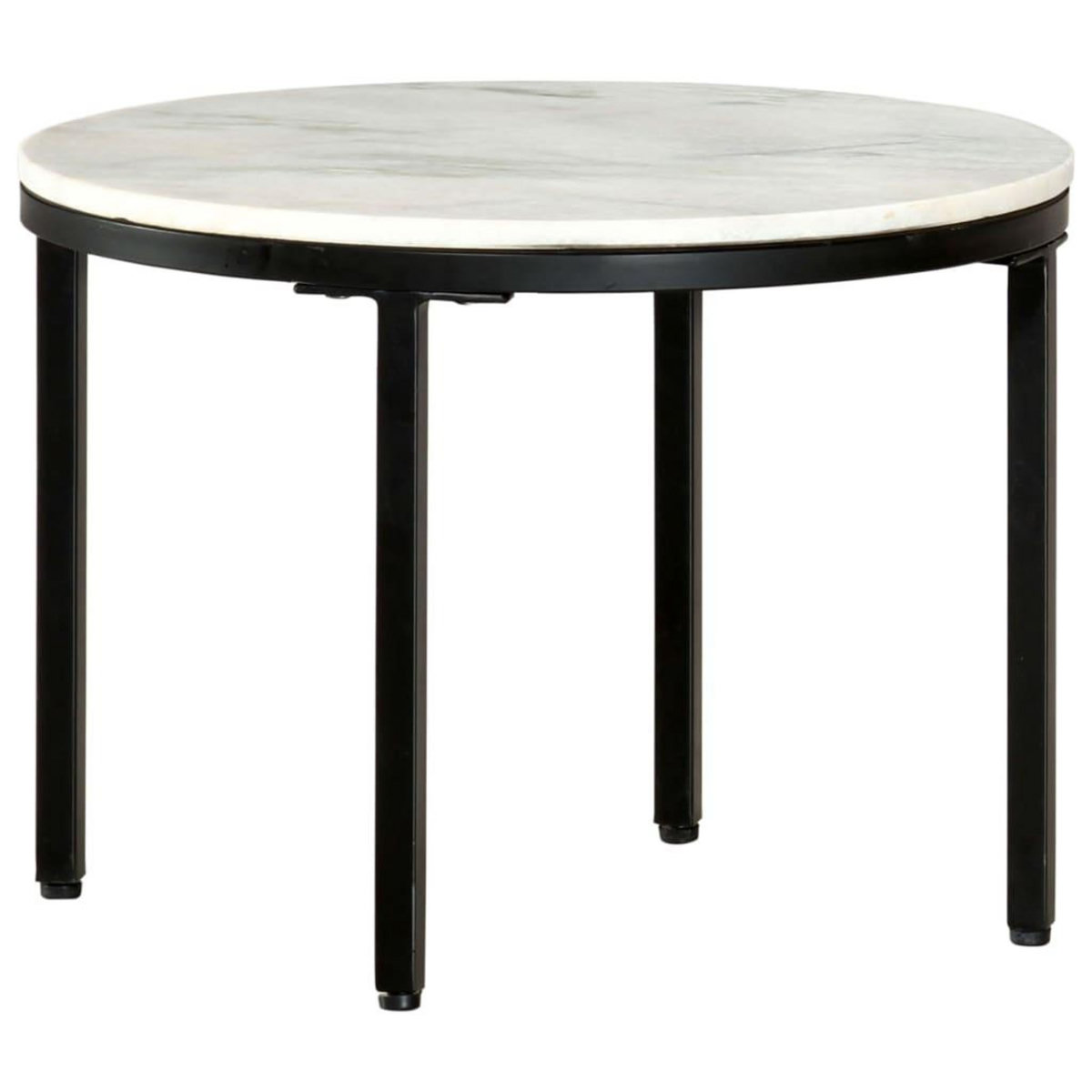 VIDAXL Table basse Blanc et noir Ø50 cm Marbre solide veritable