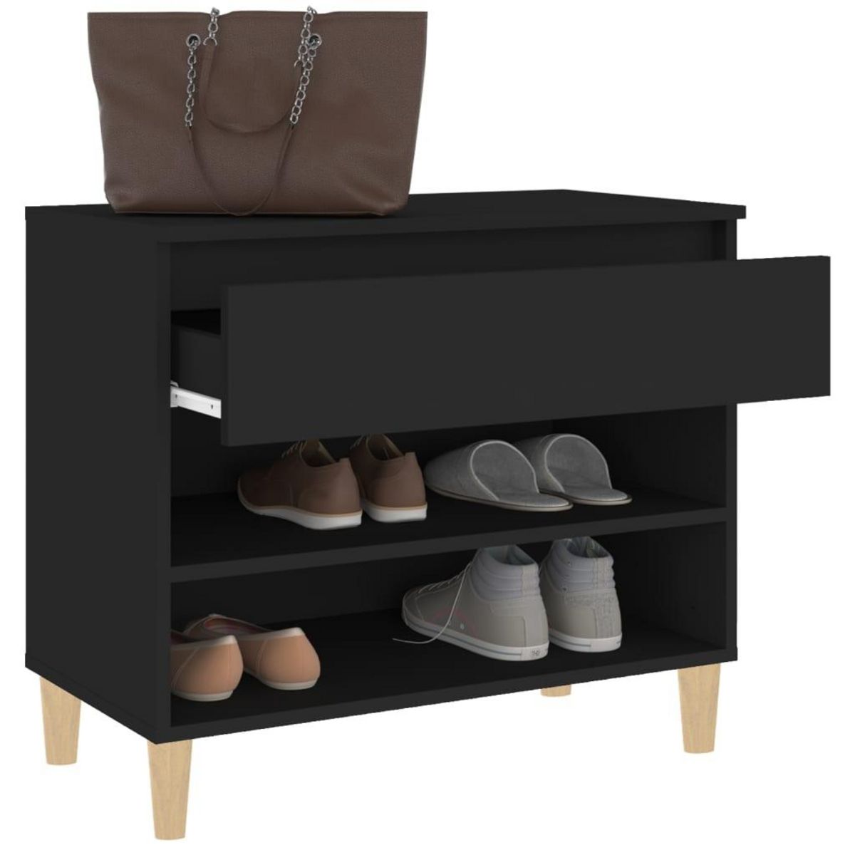 VIDAXL Armoire a chaussures Noir 70x36x60 cm Bois d'ingenierie