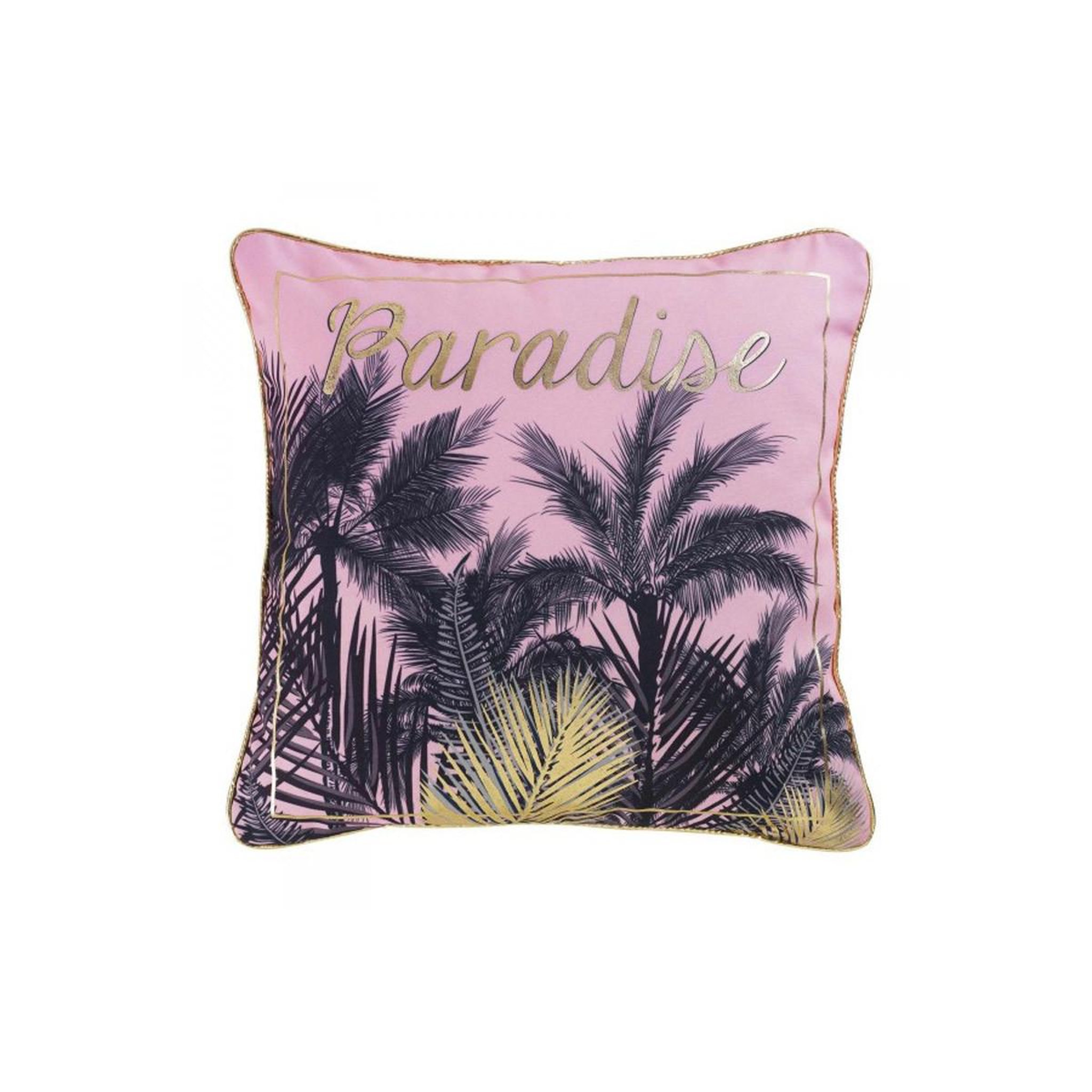 Douceur d'Intérieur Coussin passepoil  paradise  45x45cm rose & noir