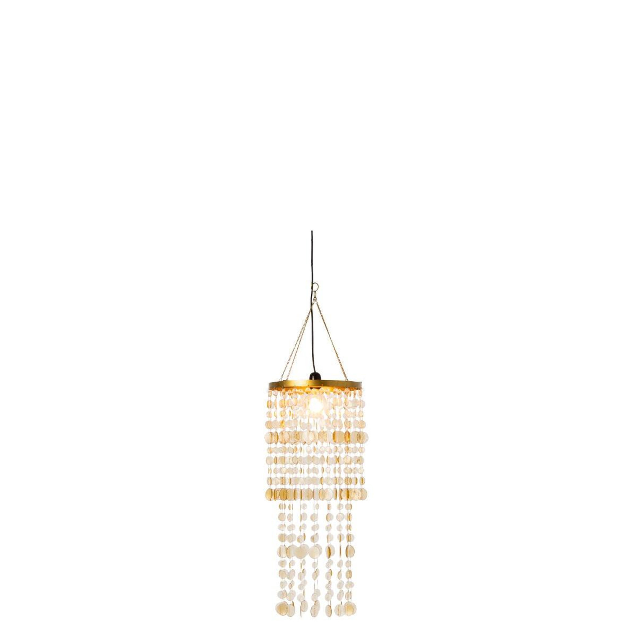 Voir la diapositive 2 : J-LINE Abat-jour suspension perles  tycho  70cm doré