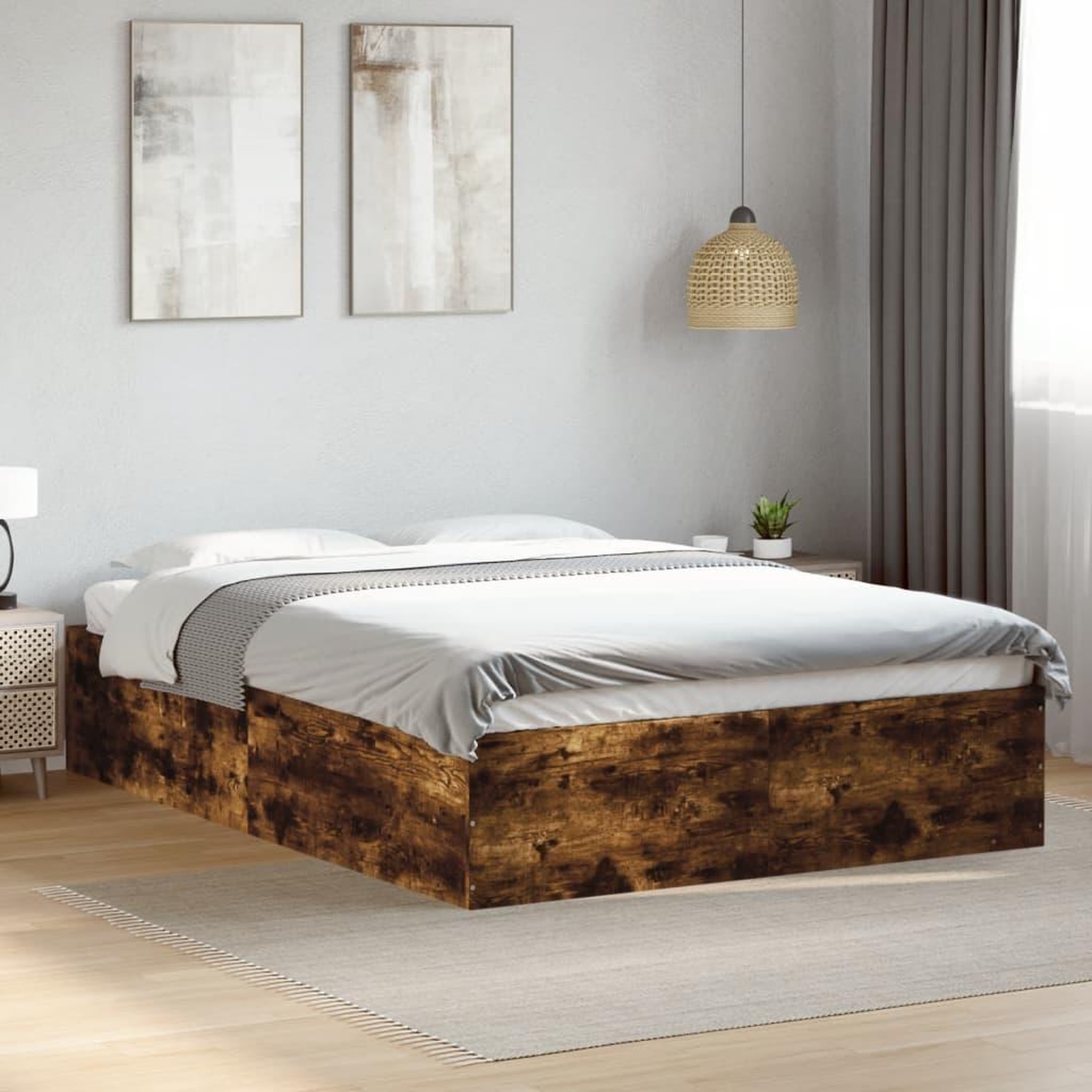 VIDAXL Cadre de lit sans matelas chene fume 120x200 cm