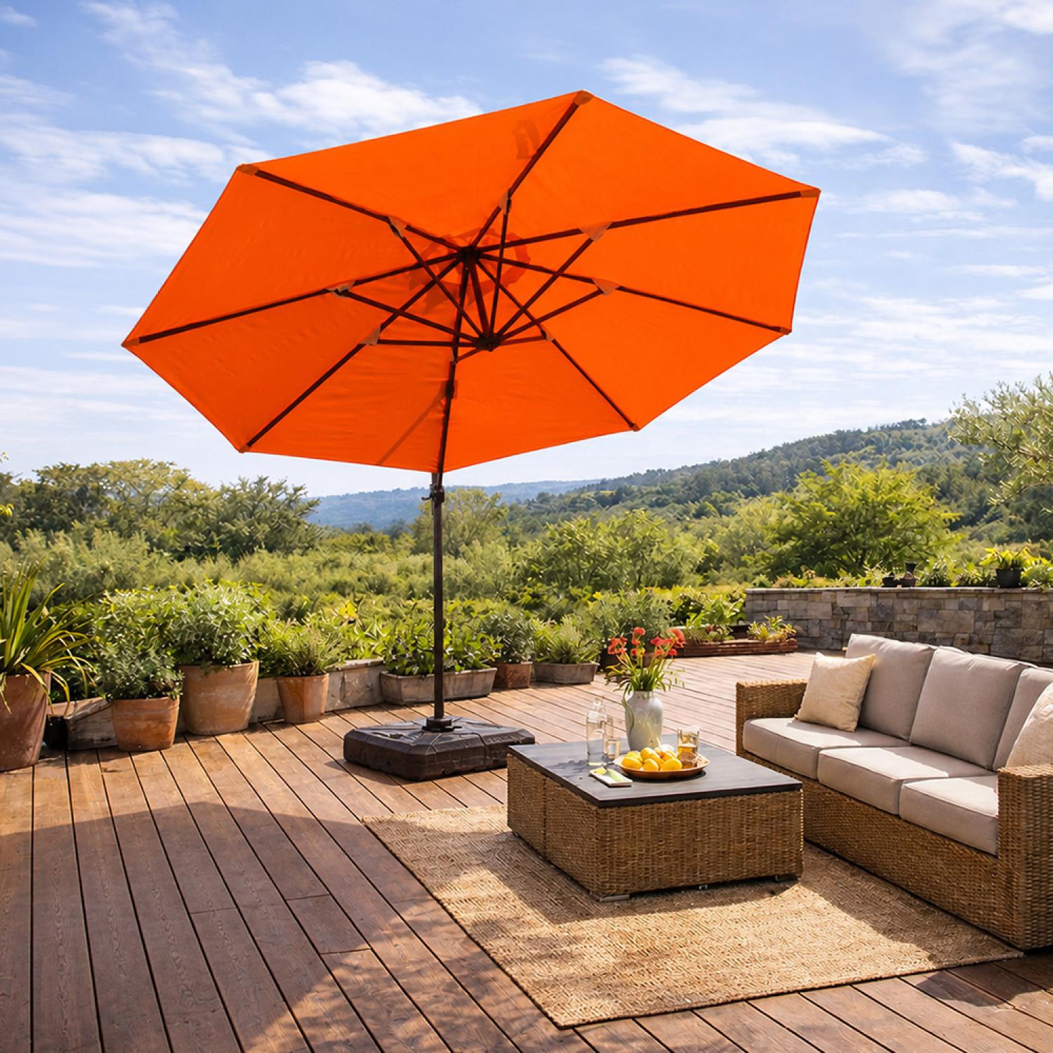 Voir la diapositive 5 : CONCEPT USINE Parasol octogonal  350cm déporté orange en aluminium castillo