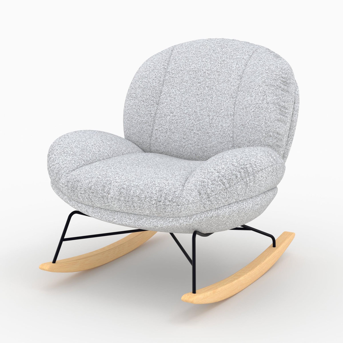 MAISON PAVANE Rocking chair en tissu bouclette gris chiné-Lenny