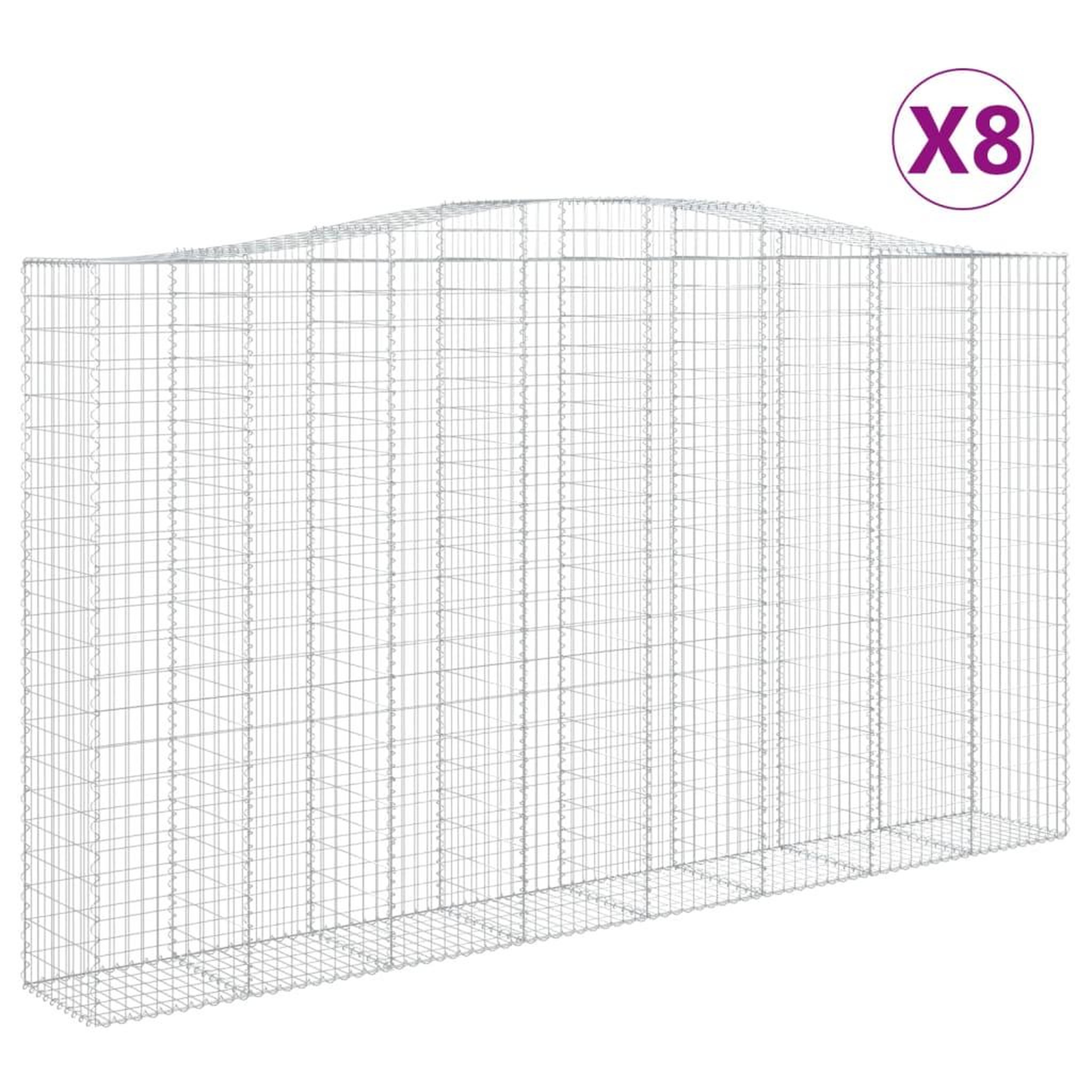 Voir la diapositive 2 : VIDAXL Paniers a gabions arques 8 pcs 400x50x220/240 cm Fer galvanise