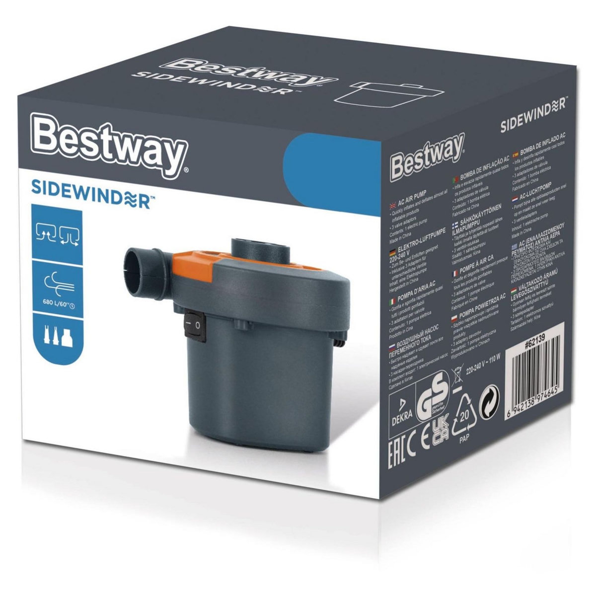 BESTWAY Pompe à air électrique pour matelas gonflable de camping - SIDEWINDER