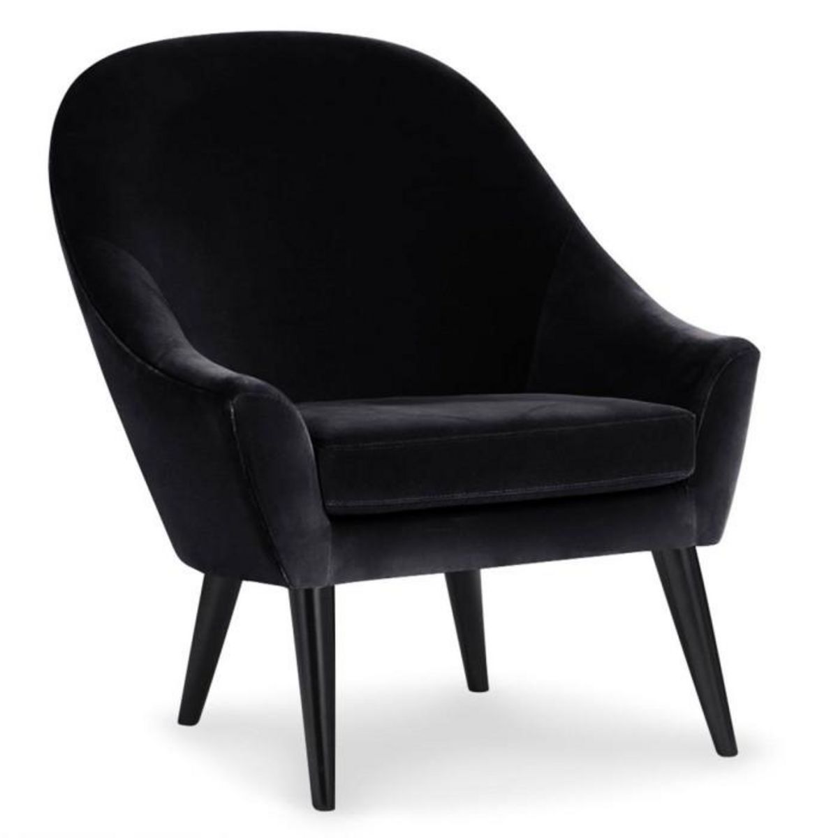 Paris Prix Fauteuil Scandinave en Velours  Ulla  88cm Noir