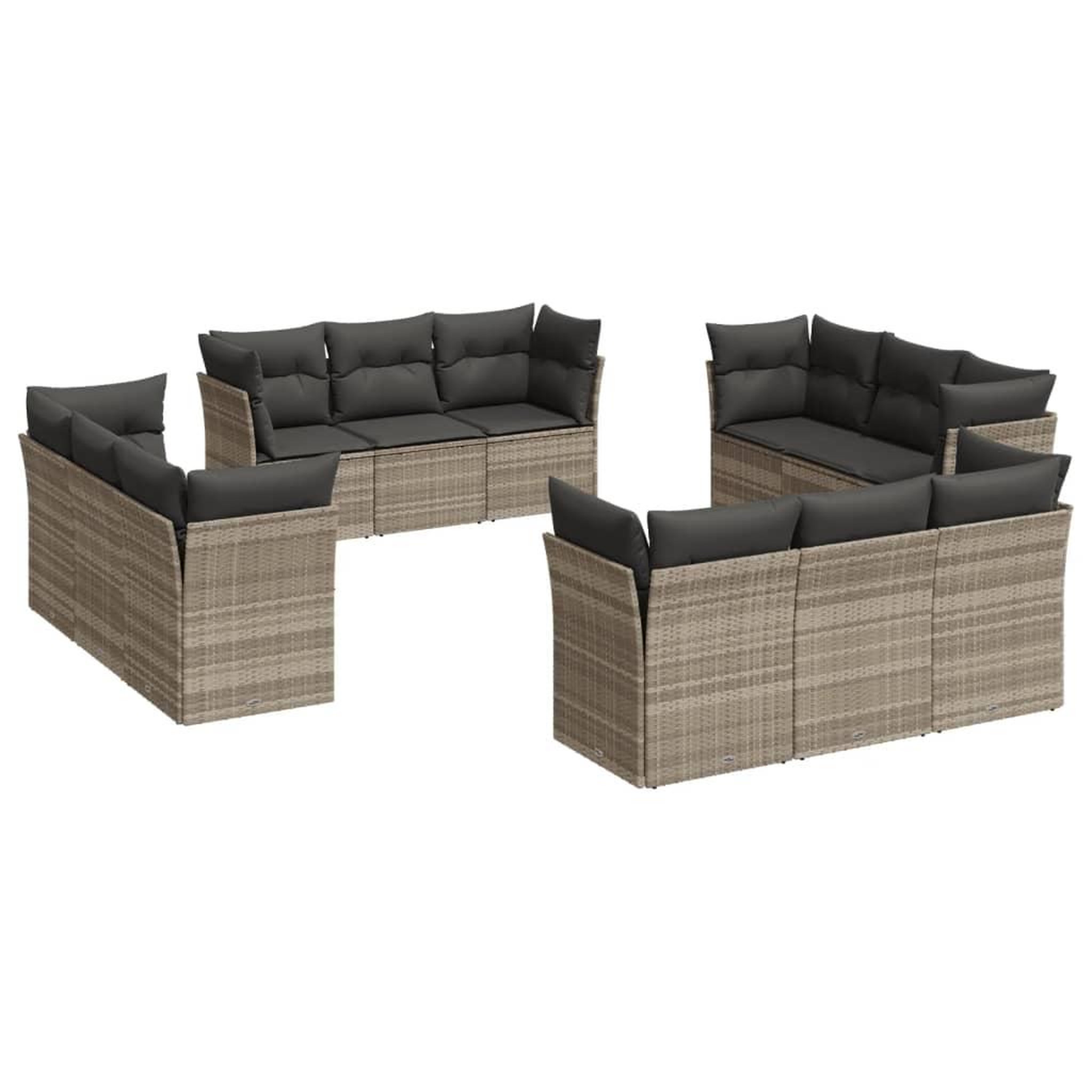 Voir la diapositive 2 : VIDAXL Salon de jardin avec coussins 12 pcs gris clair resine tressee