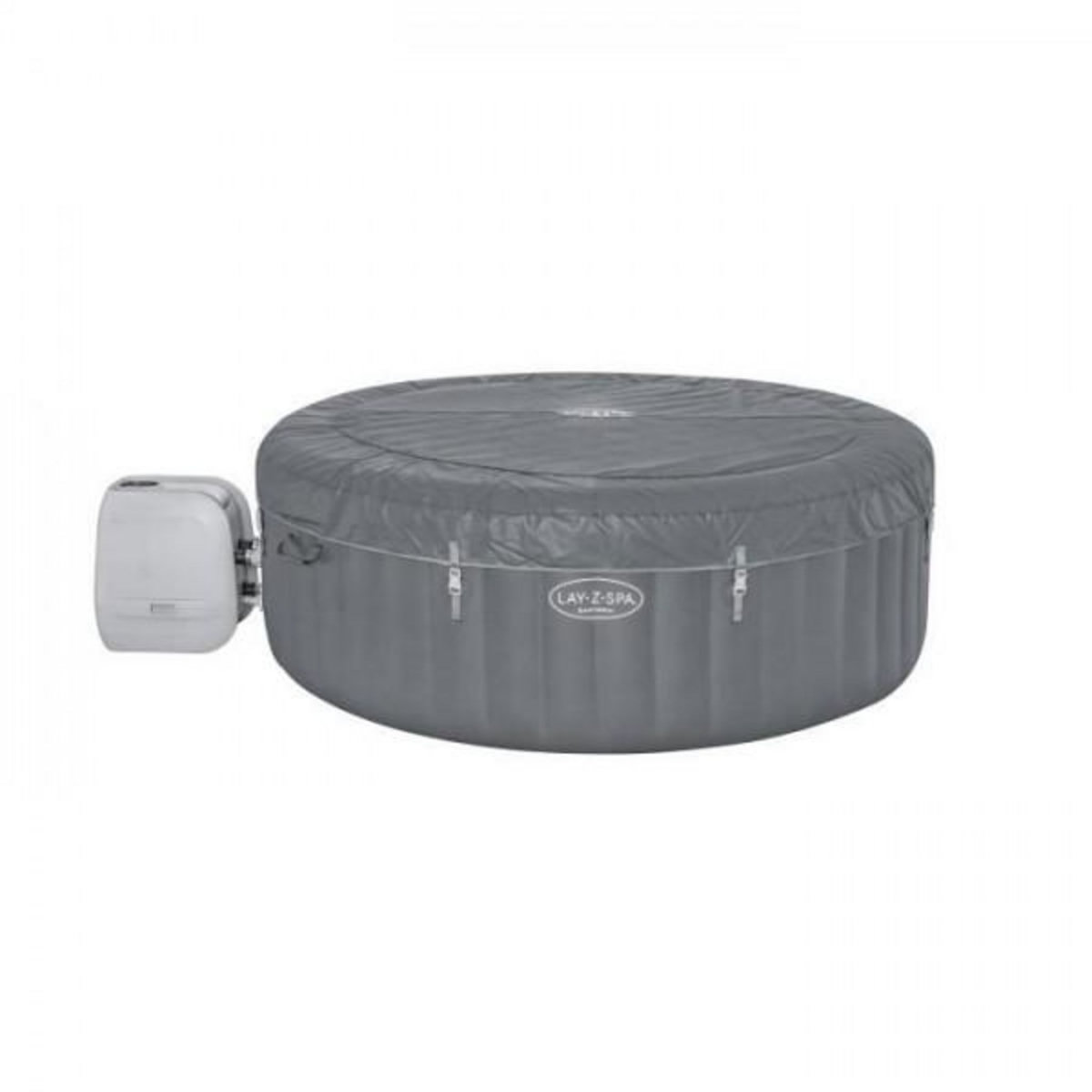 BESTWAY Spa gonflable BESTWAY - Lay-Z-Spa Santorini - 5 a 7 places -Rond (Livré avec 5 appuie-tete rembourrés + 2 LED a eau ColorJet)