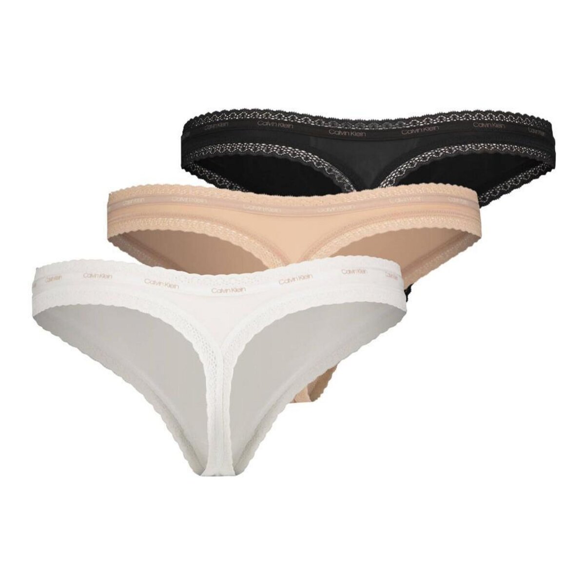 CALVIN KLEIN JEANS X3 Strings /Beige/Noir Femme Calvin Klein Jeans Thong