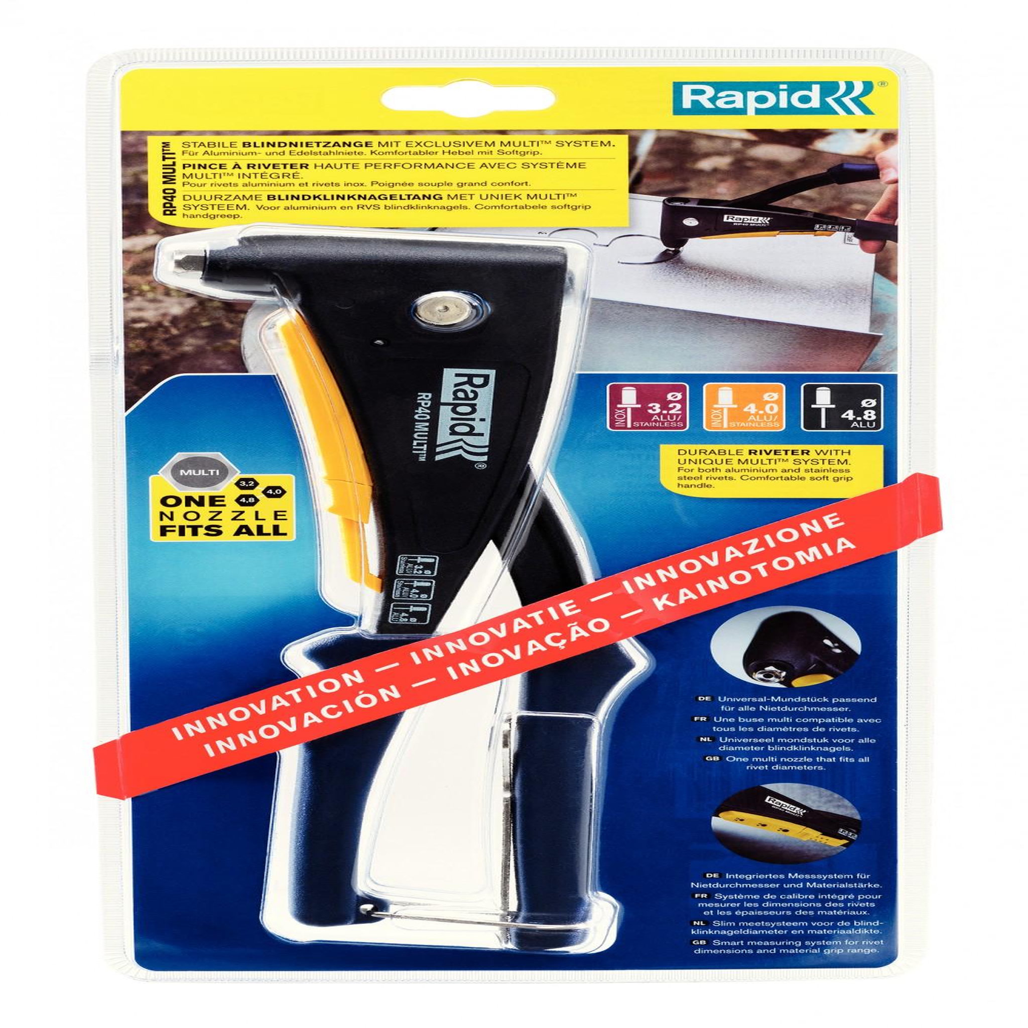 Rapid Pince à riveter RAPID RP40 Multi pour rivets aluminium & inox Ø3,2/4/4,8mm