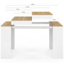 Voir la diapositive 4 : ID MARKET Table console extensible ORLANDO 6 personnes 140 cm bois blanc et façon hêtre