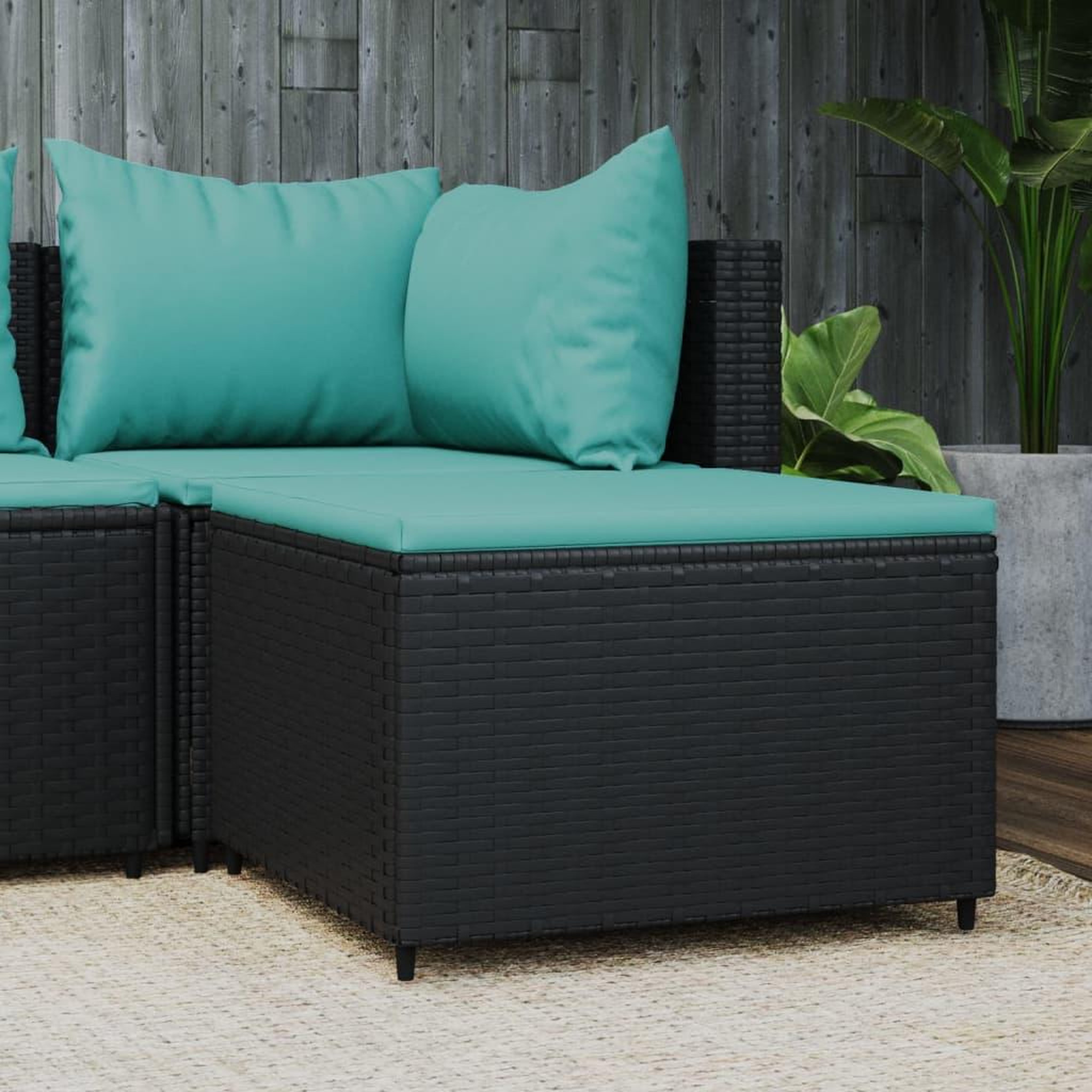VIDAXL Repose-pied de jardin avec coussin noir resine tressee