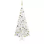 VIDAXL Arbre de Noël artificiel pre-eclaire et boules L 240 cm blanc