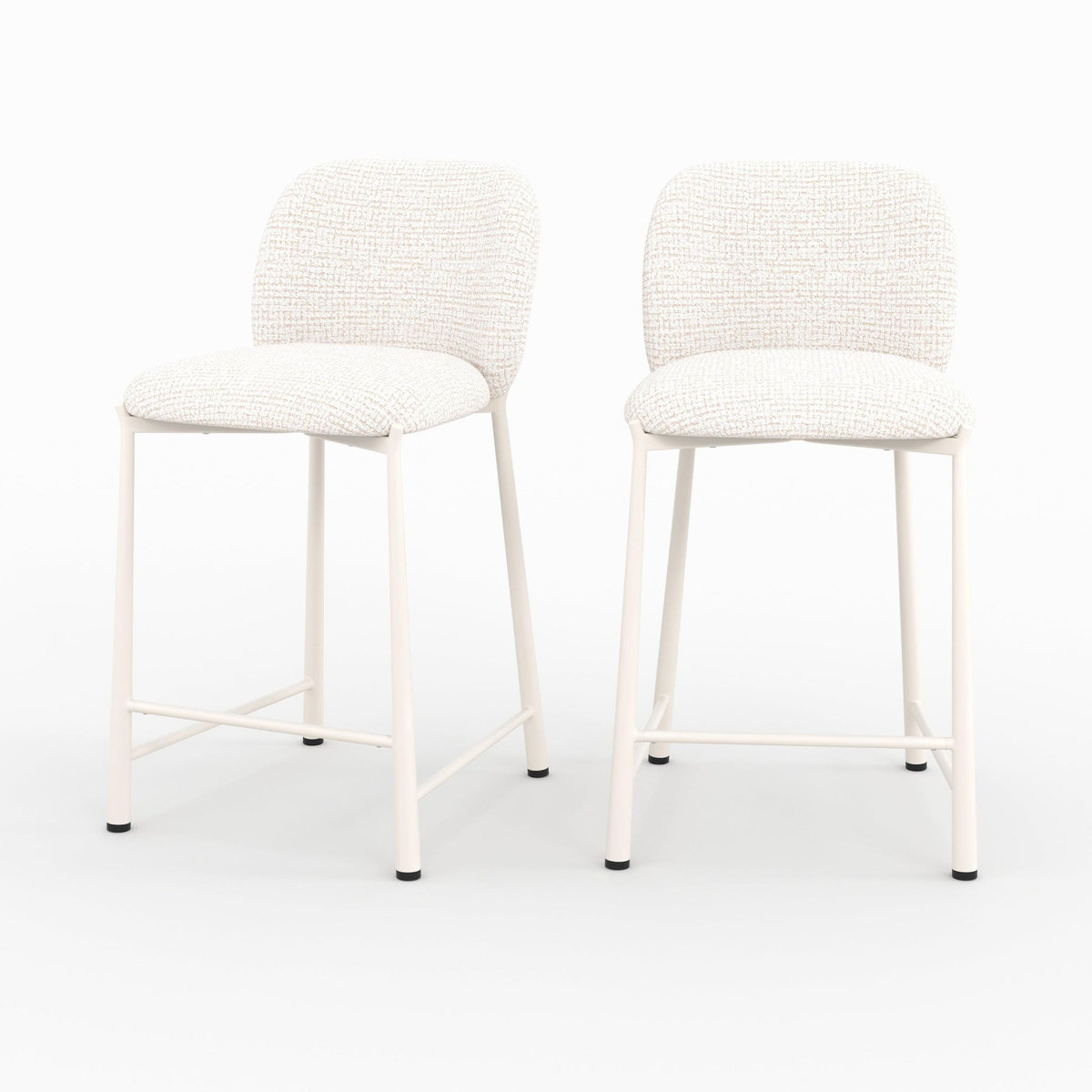 Rendez vous déco Lot de 2 chaises pour ilot central 65,5 cm, tissu texturé écru chiné-Bento