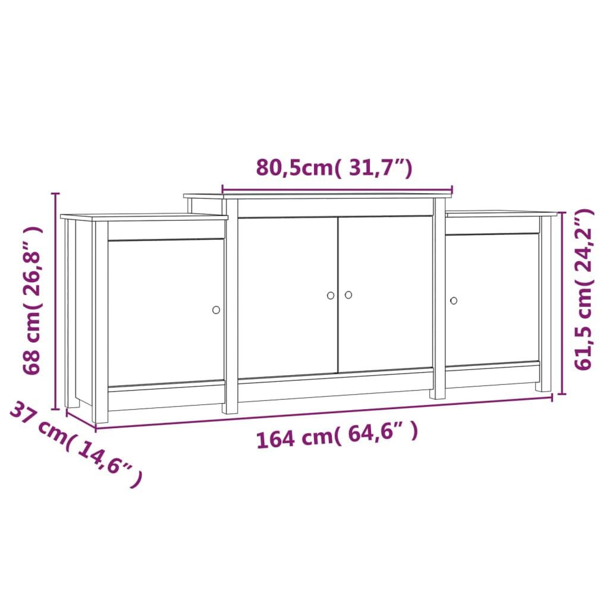 Voir la diapositive 6 : VIDAXL Buffet Marron miel 164x37x68 cm Bois massif de pin