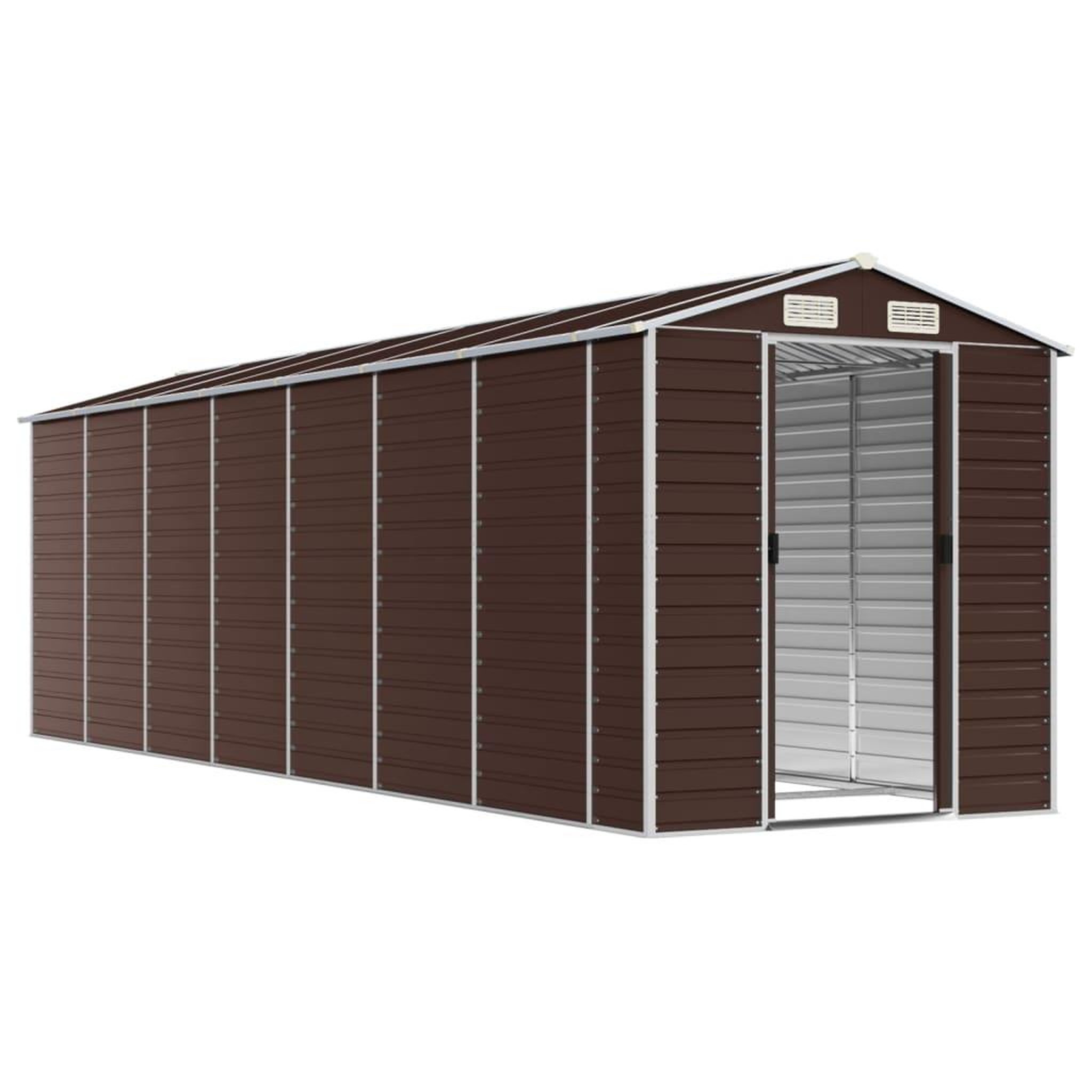 Voir la diapositive 3 : VIDAXL Abri de jardin marron 191x640x198 cm acier galvanise