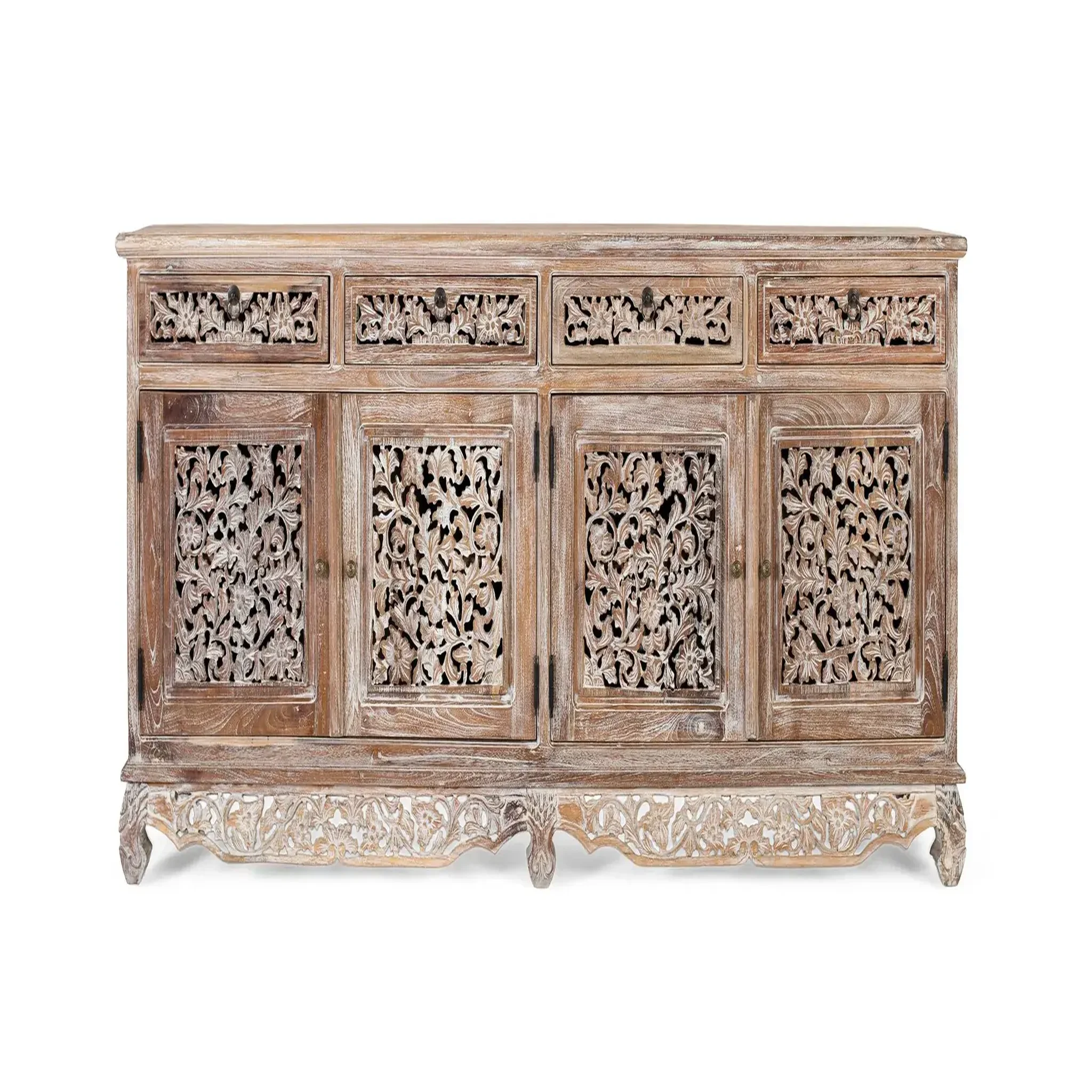 GINER Y COLOMER SL Buffet en bois de teck 180cm style boho sculpté