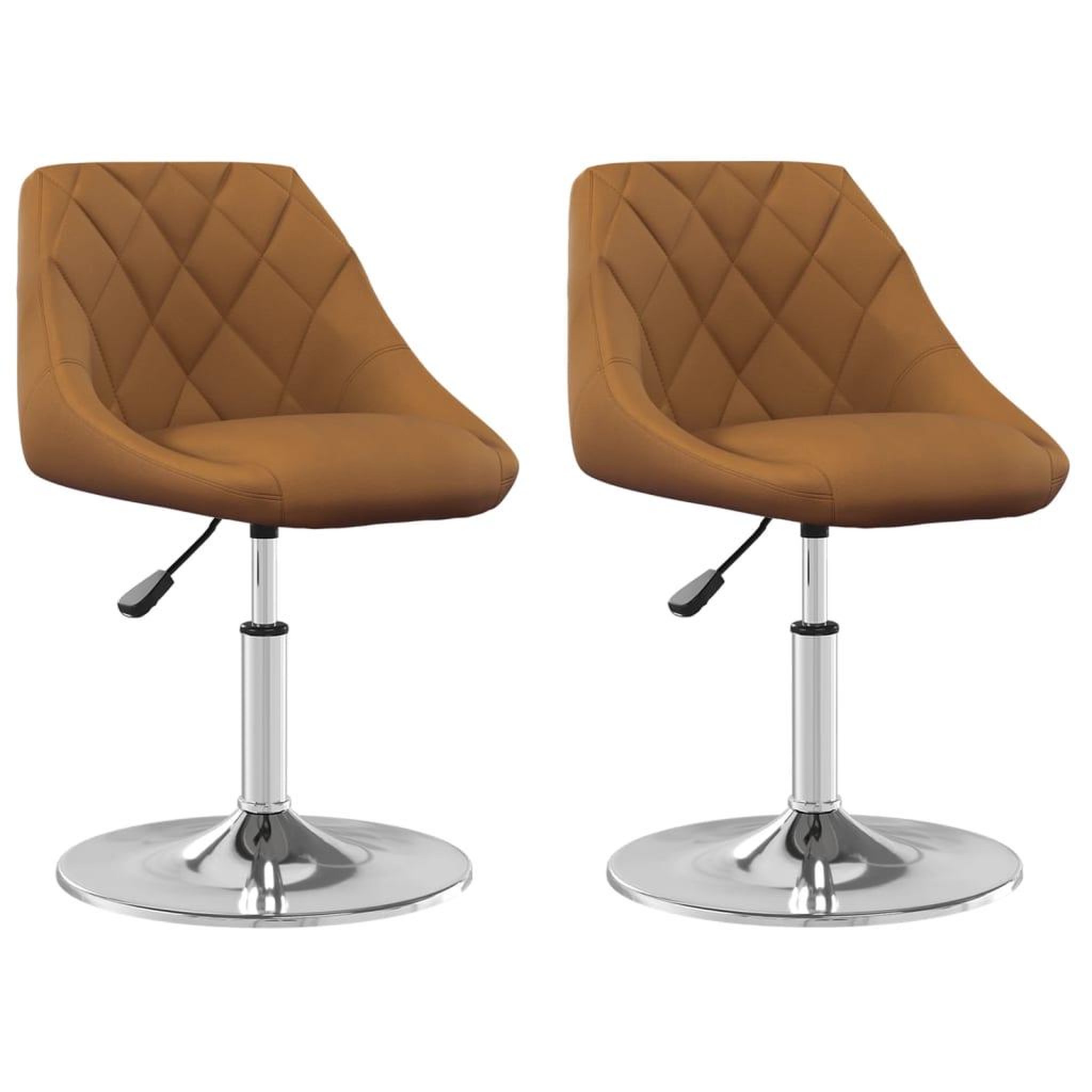 Voir la diapositive 2 : VIDAXL Chaises pivotantes a manger lot de 2 Marron Velours