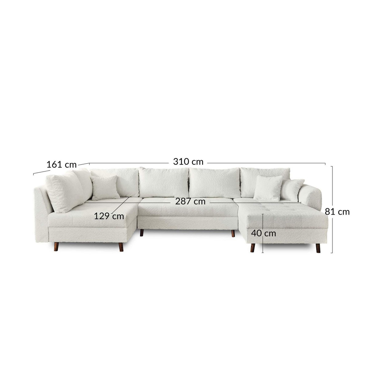 LISA DESIGN Rune - canapé panoramique d'angle gauche - 7 places - en tissu bouclette