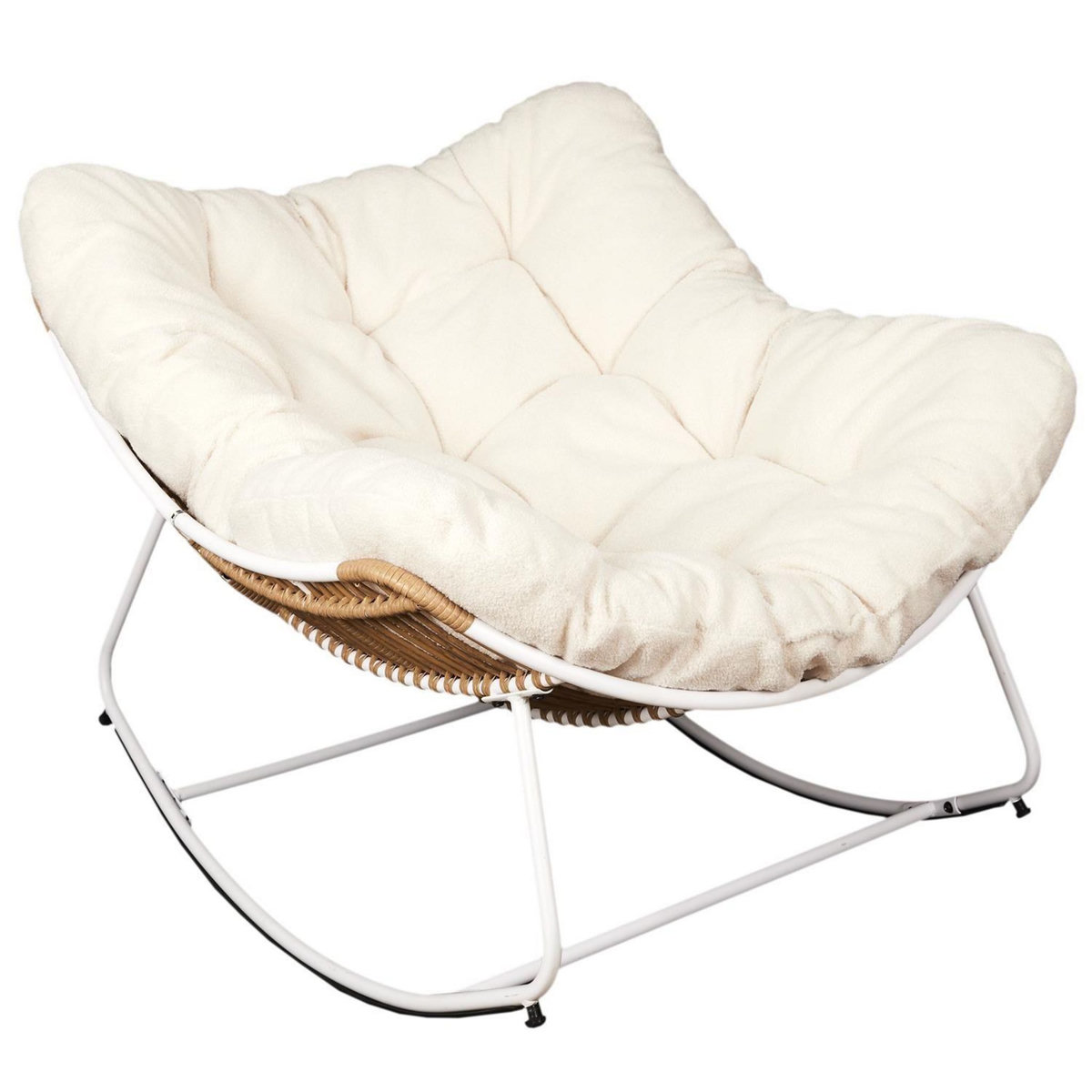 The Home Deco Factory Fauteuil à bascule en bouclette Holen - Blanc