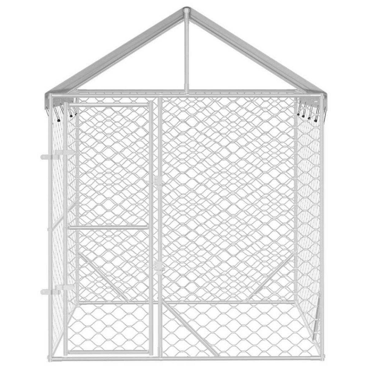 VIDAXL Chenil d'exterieur pour chiens avec toit argente 2x2x2,5 m