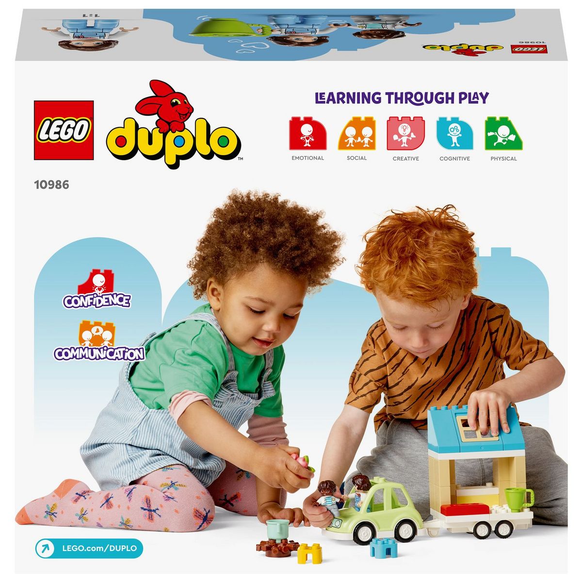 LEGO Duplo 10986 La maison familiale sur roues, Jouet Éducatif, avec Voiture, Briques