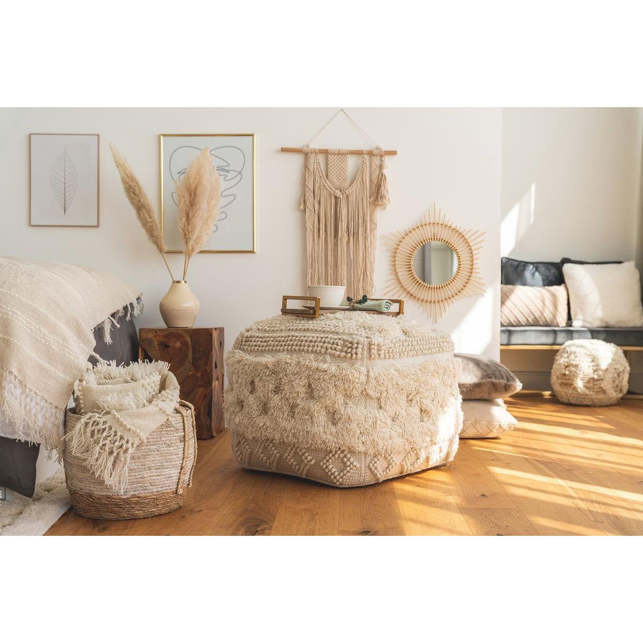 Voir la diapositive 4 : Paris Prix Pouf bohème fait à la main  bohist  50cm naturel
