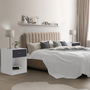 Voir la diapositive 6 : ID MARKET Lot de 2 tables de chevet OLGA 1 tiroir avec niche bois blanc et tiroir gris
