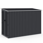 ID MARKET Abri de jardin adossé 3 m² gris en acier galvanisé avec base double porte latérale