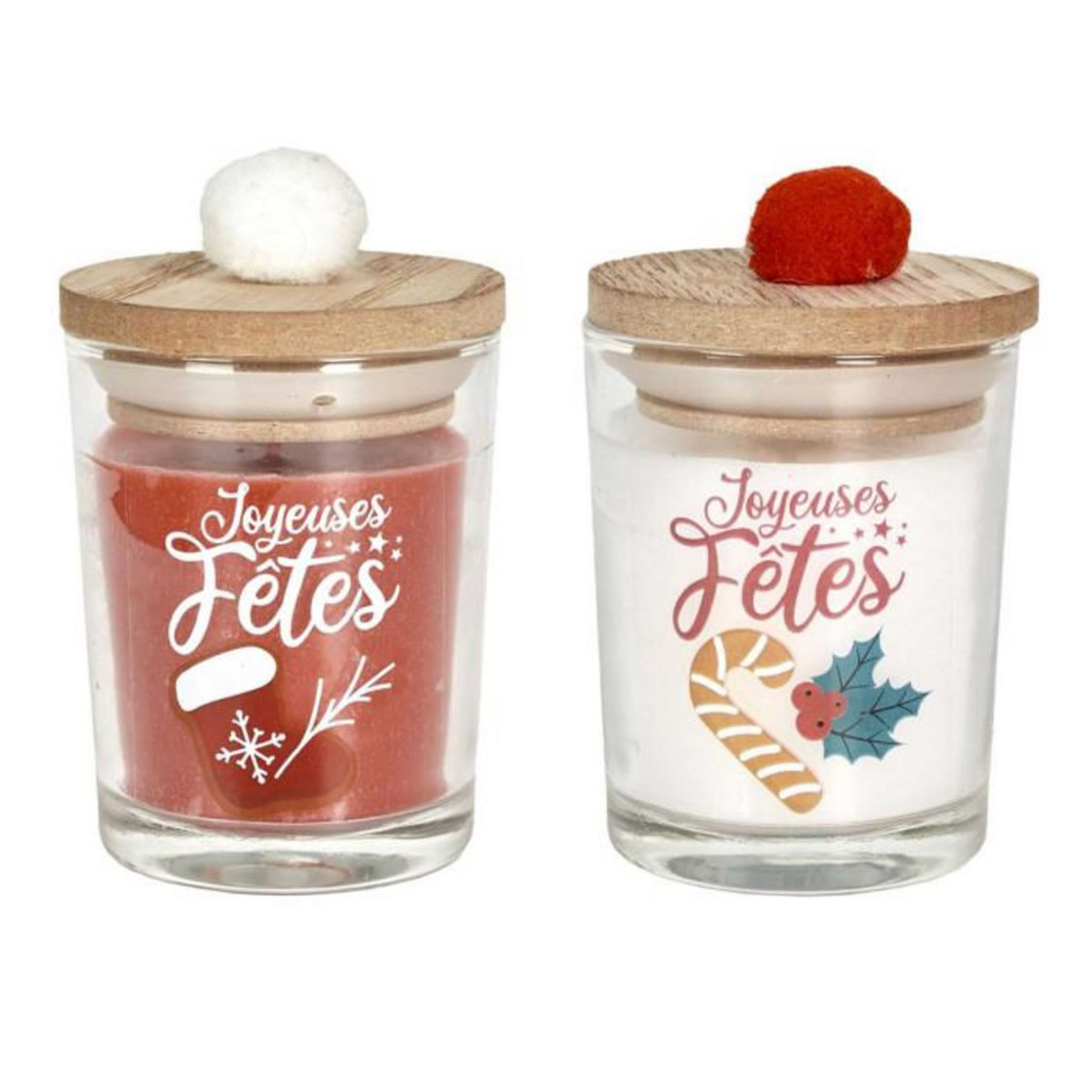 Paris Prix Lot de 2 Bougies Parfumées  Joyeuses Fêtes  45g Sapin