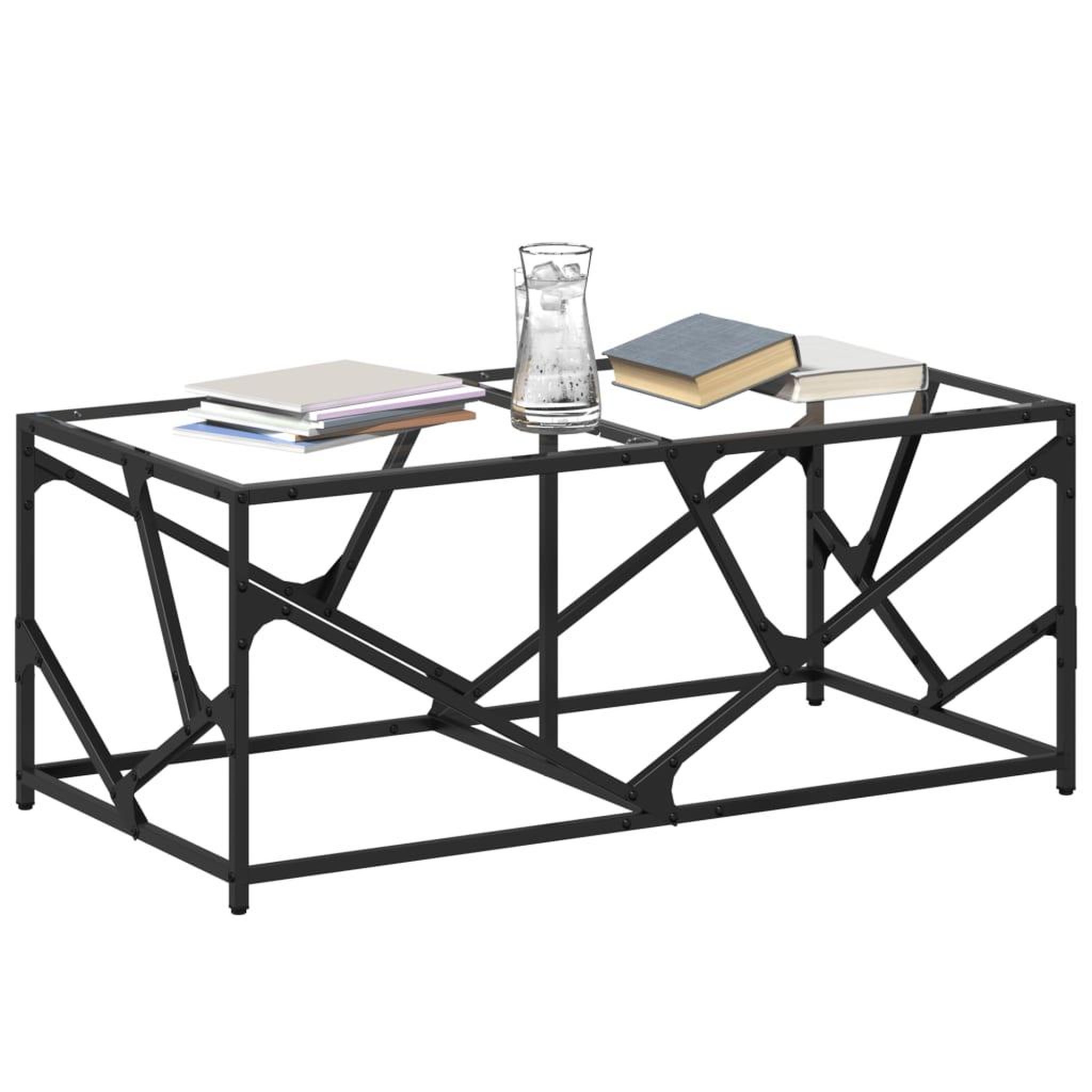 Voir la diapositive 3 : VIDAXL Table basse avec dessus en verre transparent 98,5x50x41cm acier