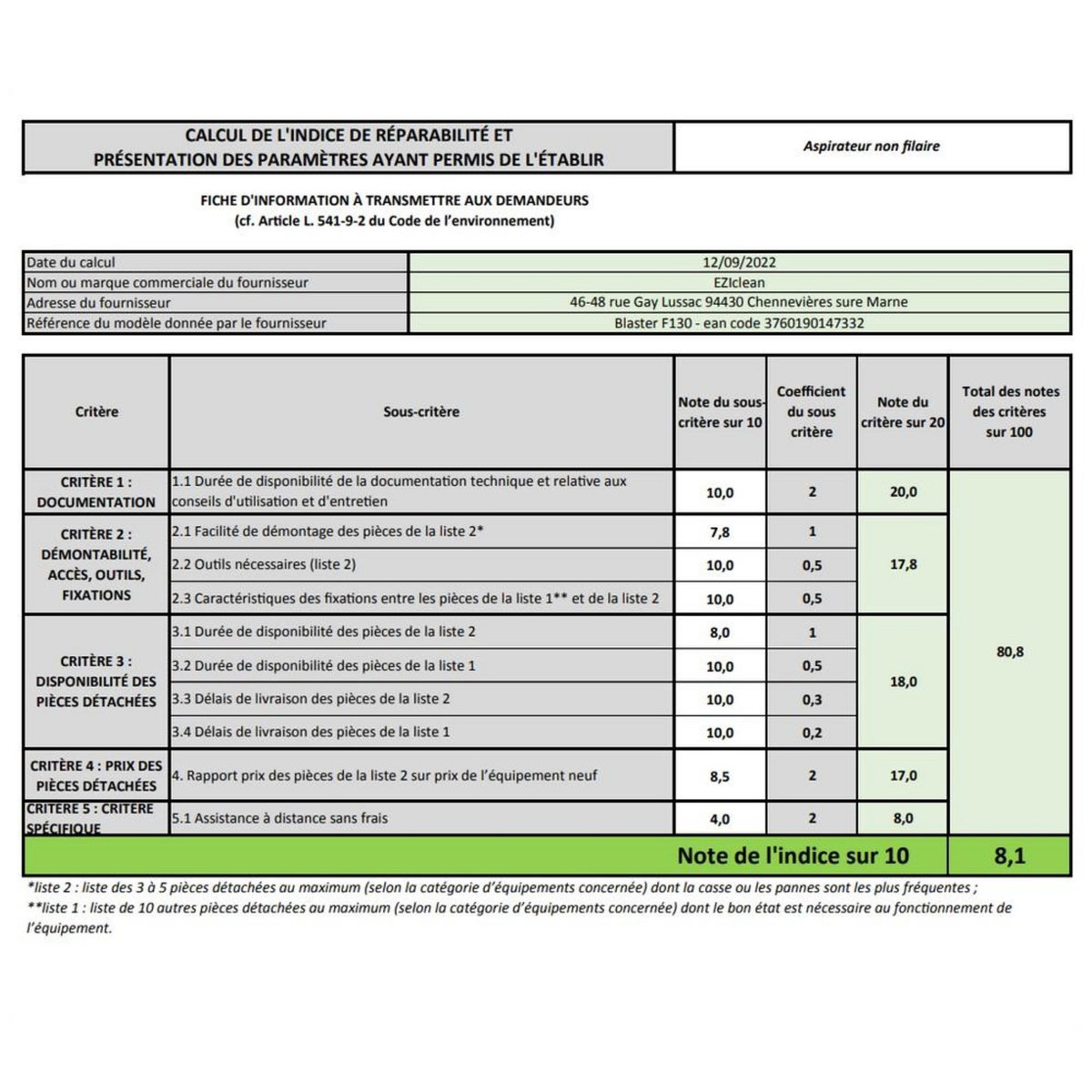 e.ziclean Aspirateur à main rechargeable 14.8v - F130