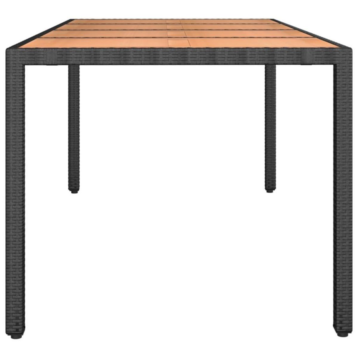 VIDAXL Table de jardin plateau en bois Noir Resine tressee bois massif