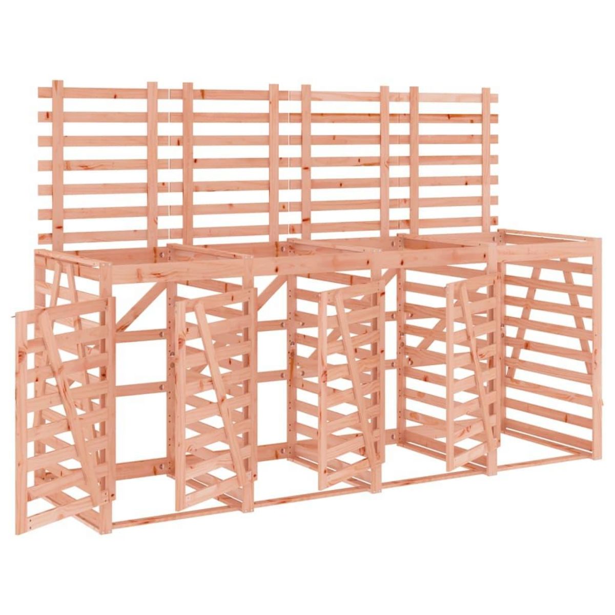 VIDAXL Abri pour poubelle quadruple sur roulettes bois massif douglas