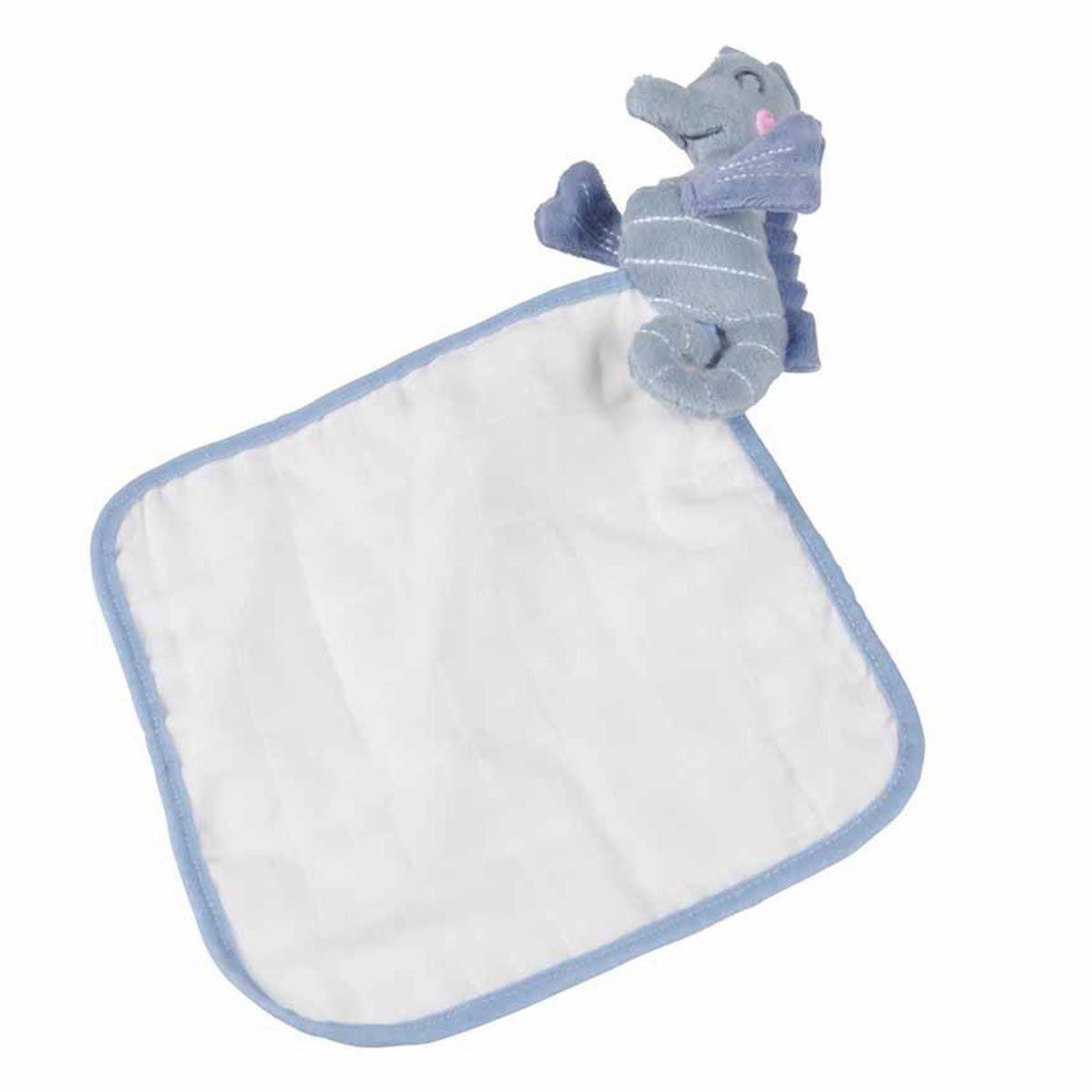 BEBE DOUCEUR Doudou avec lange  hippocampe  18cm bleu
