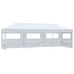VIDAXL Tente de reception escamotable pliable avec 5 parois 3x9m Blanc