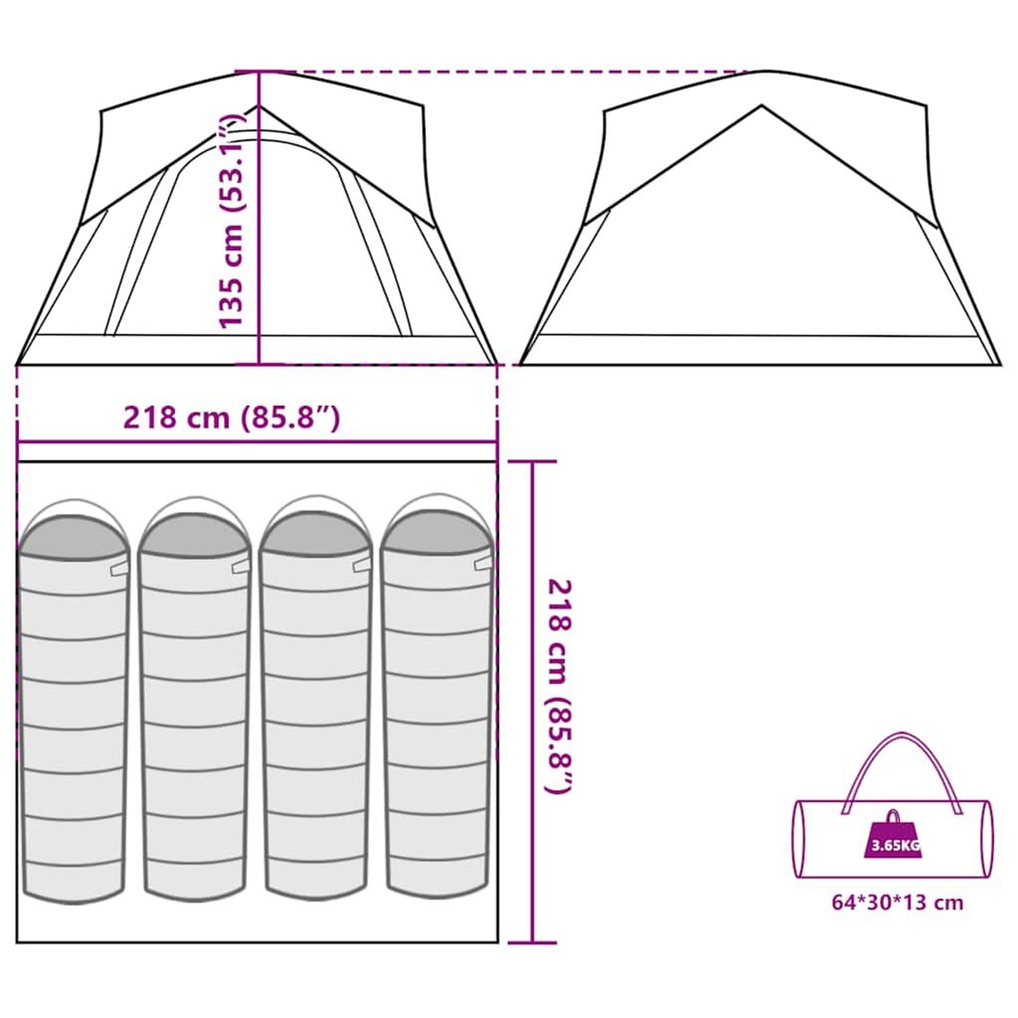 Voir la diapositive 6 : VIDAXL Tente de camping de cabine 4 personnes bleu impermeable