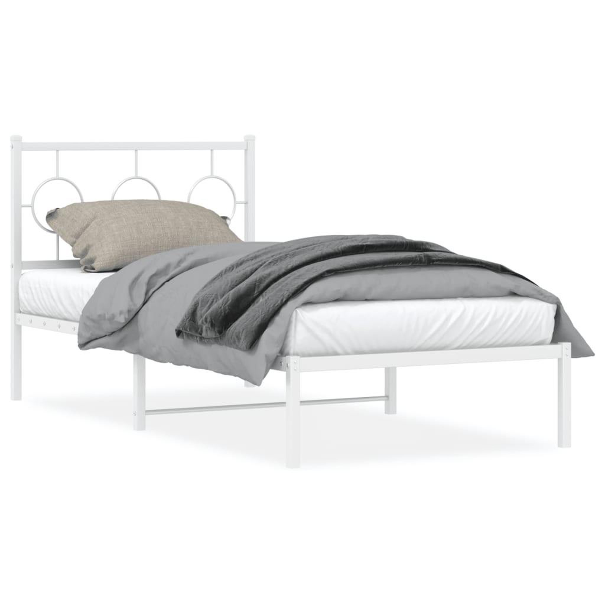 Voir la diapositive 2 : VIDAXL Cadre de lit metal sans matelas avec tete de lit blanc 90x200cm