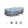 BESTWAY Kit piscine complet BESTWAY – Spinelle grise – piscine ovale tubulaire pompe de filtration et kit de réparation inclus
