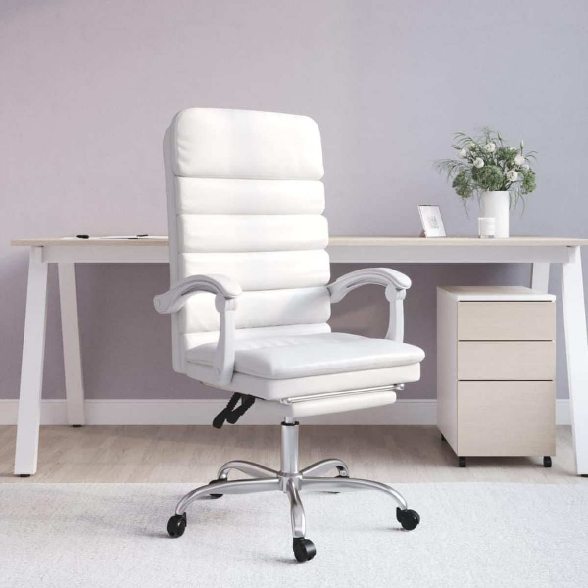 VIDAXL Fauteuil de massage inclinable de bureau Blanc Similicuir