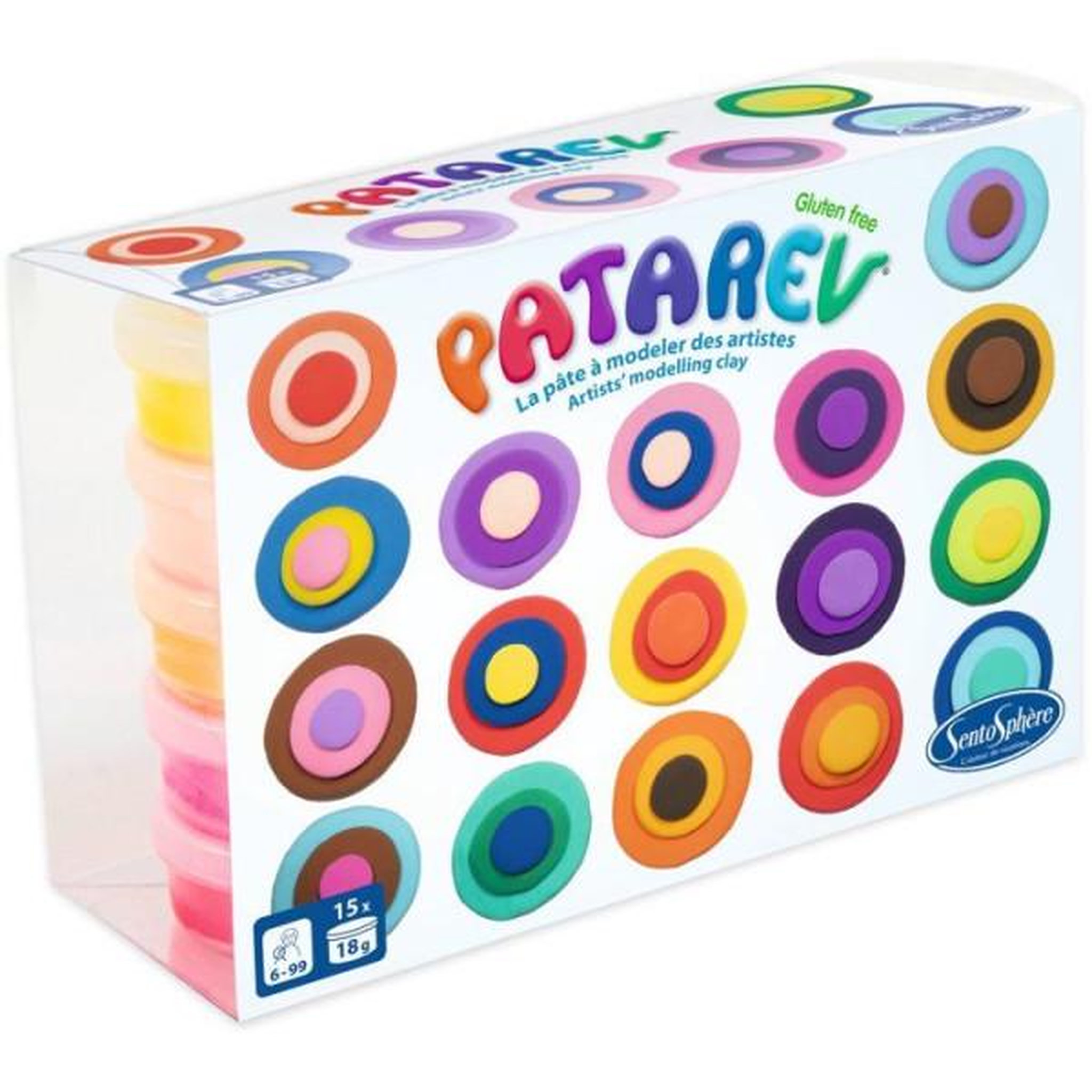 Sentosphere Pate a modeler autodurcissante - sentosphere - patarev - coffret 15 pots de 18g - différentes couleurs - des 8 ans