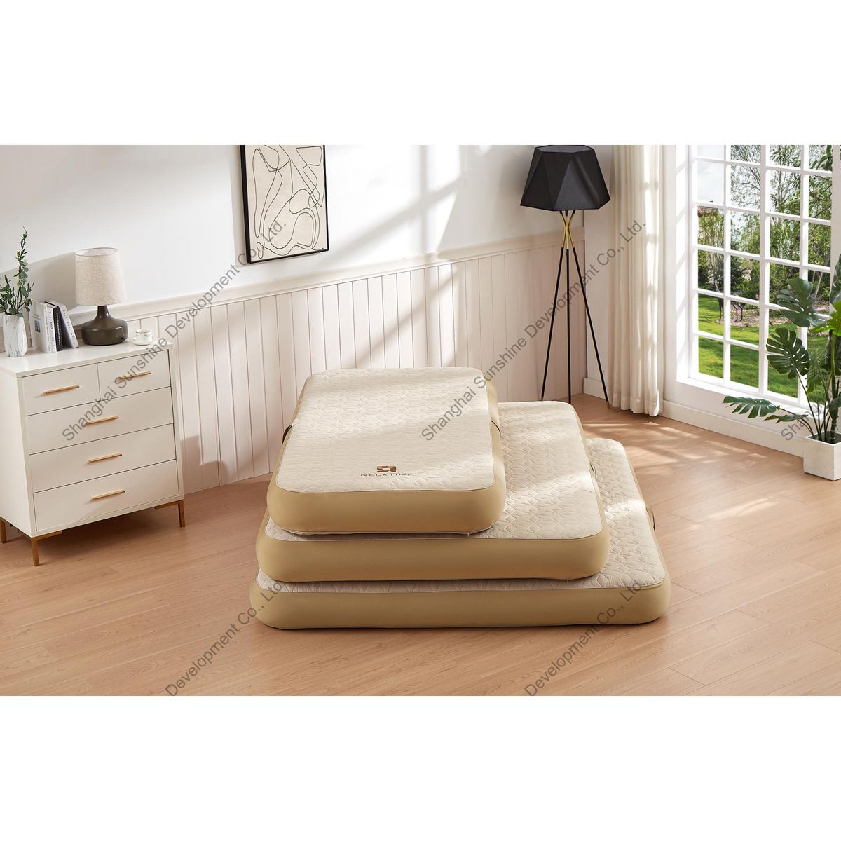 RELX TIME Matelas gonflable - RELXTIME - Modèle Queen - En Dropstich - 200 x 180 cm