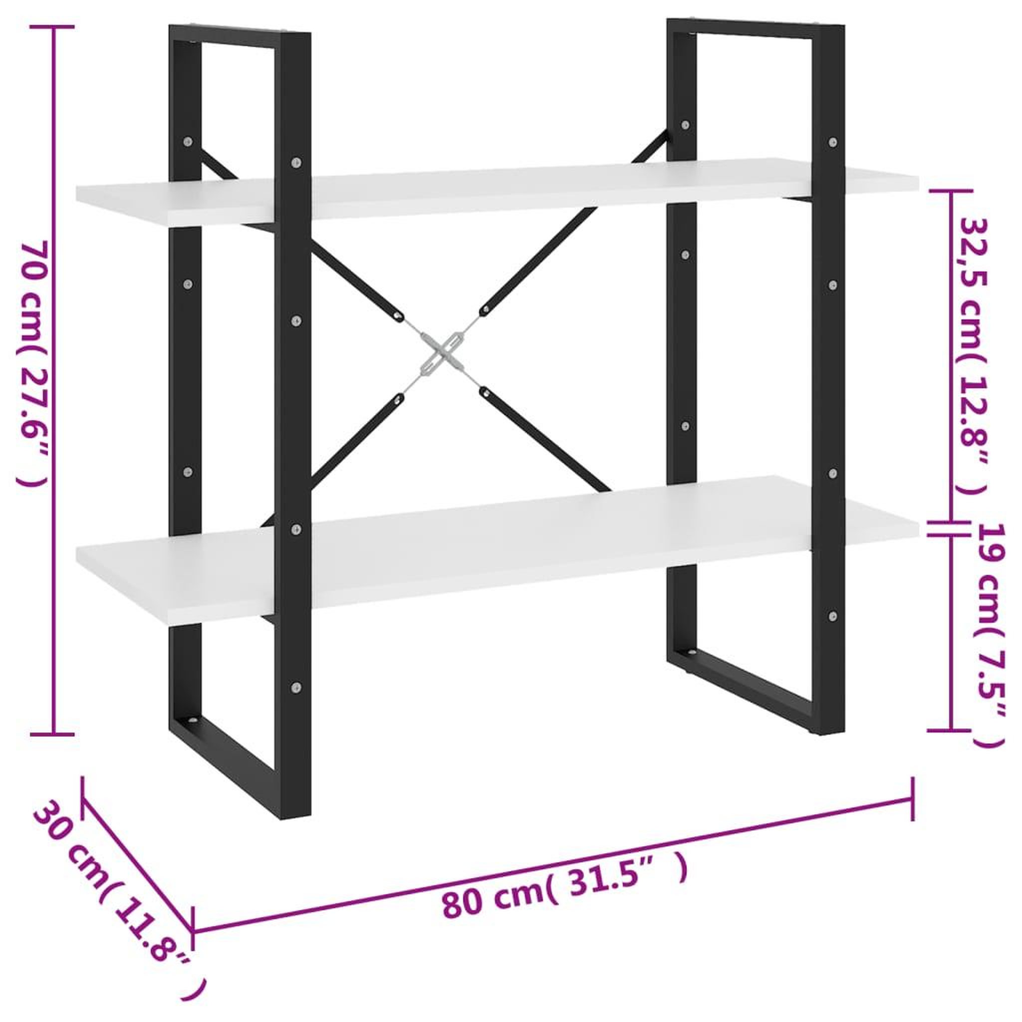 Voir la diapositive 6 : VIDAXL Bibliotheque a 2 niveaux Blanc 80x30x70 cm bois d'ingenierie