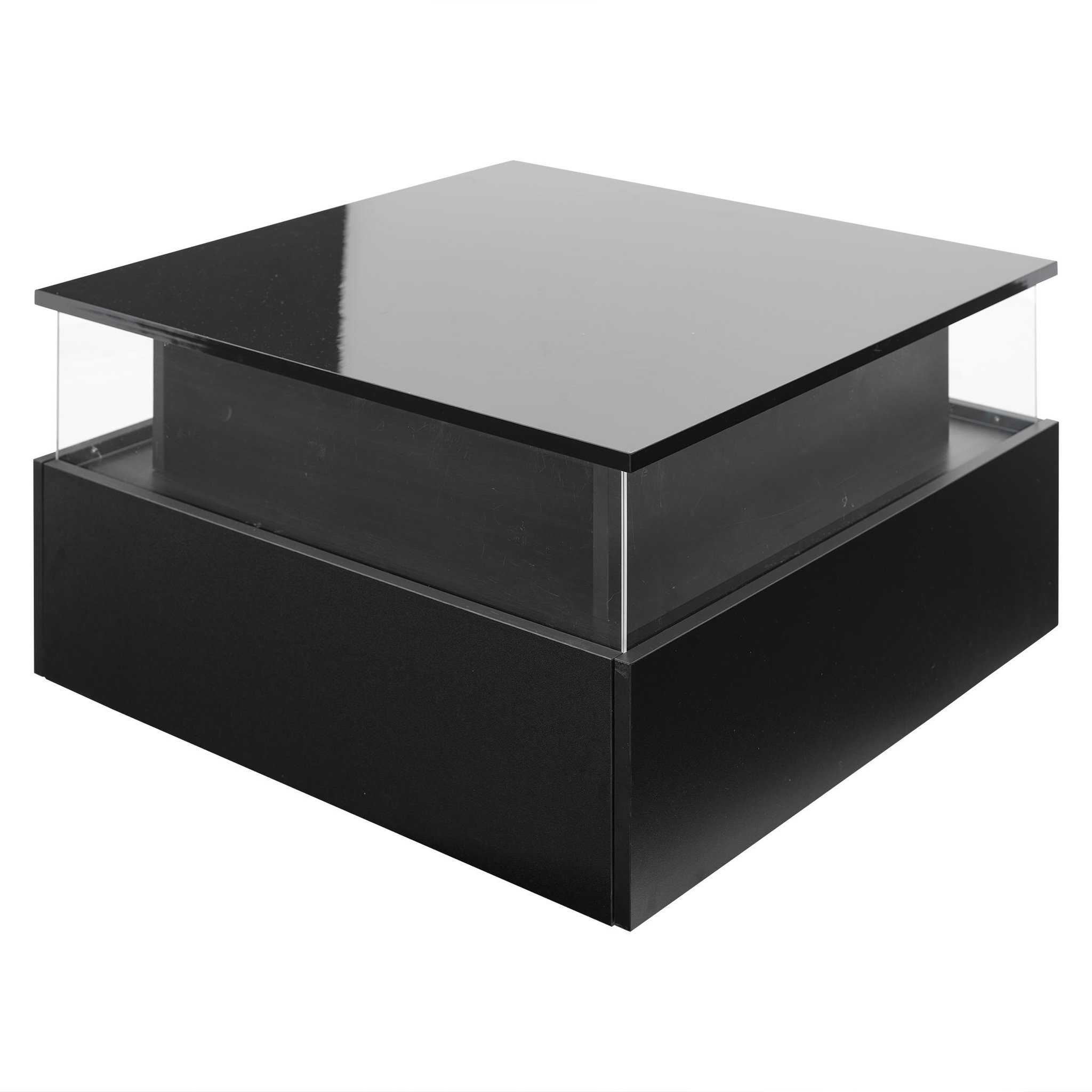 Voir la diapositive 5 : MERAX Table Basse Carré Avec 2 Tiroirs Et LED