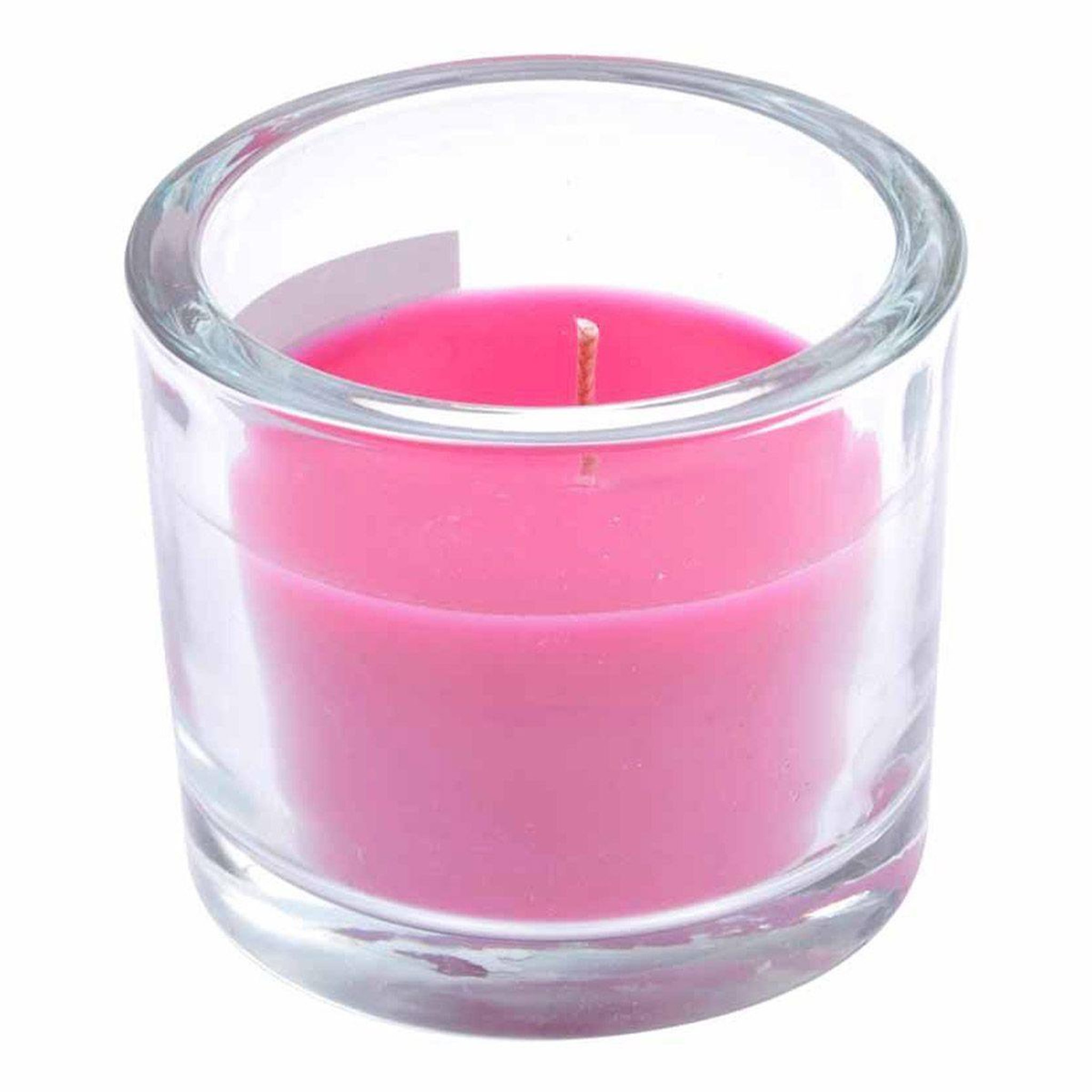 Voir la diapositive 1 : HOMEA Bougie verrine parfumée  essentiel  9cm rose