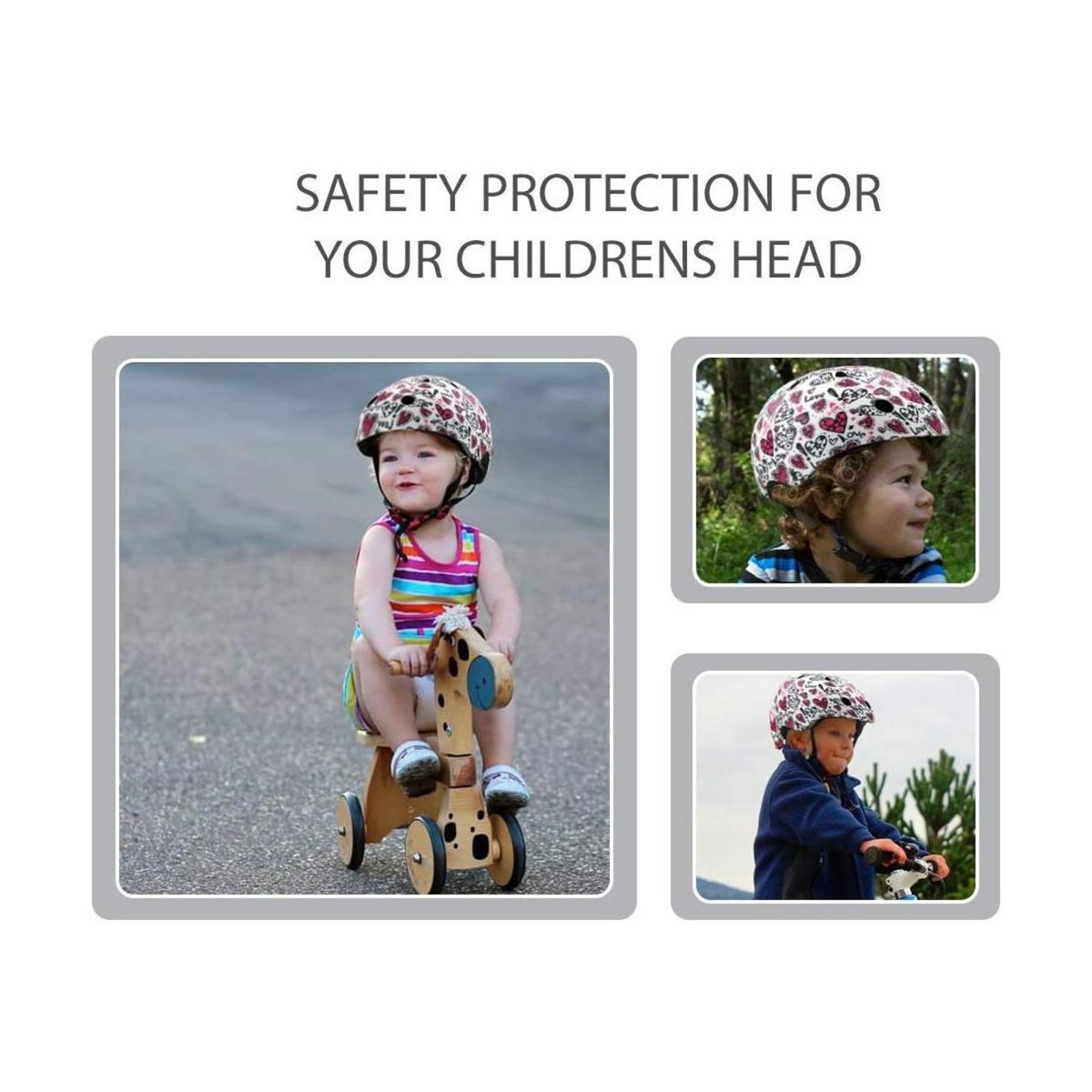 Kiddimoto Casque de vélo - blanc coeur rose