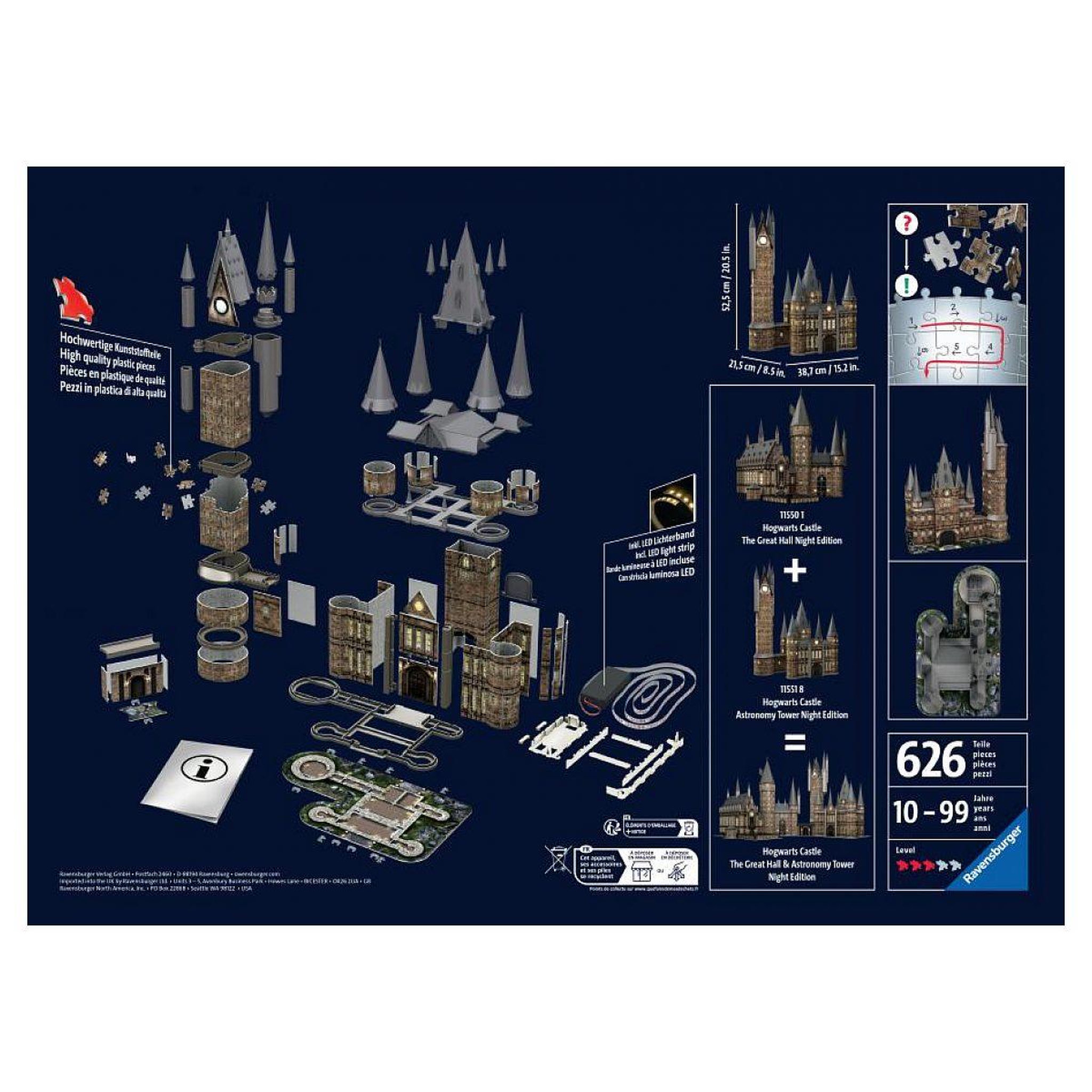 Voir la diapositive 2 : RAVENSBURGER Puzzle 3d château de poudlard illuminé - la tour d'astronomie / harry potter